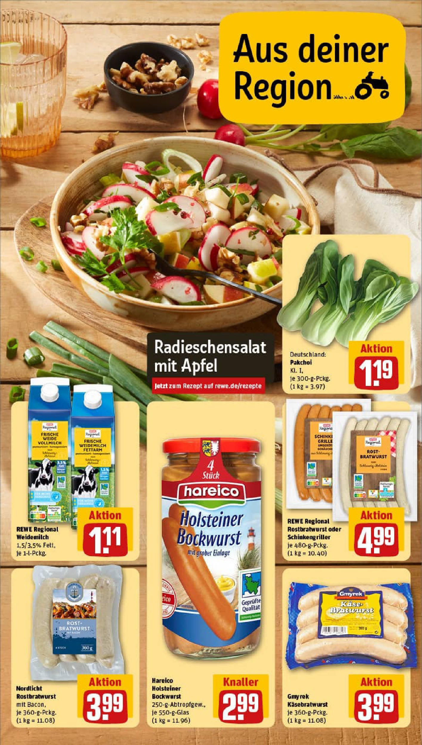 REWE Prospekt ab 13.07.2025 zum Blättern » Angebote | Seite: 5 | Produkte: Bockwurst, Käse, Bratwurst, Äpfel