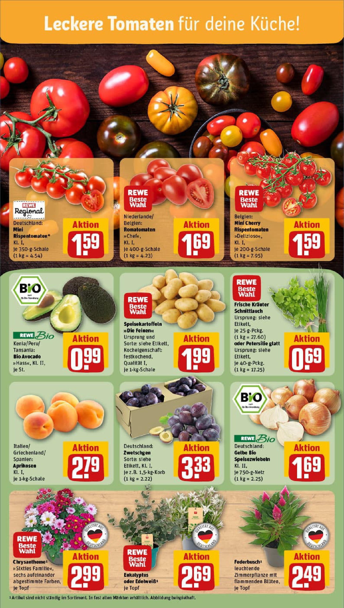 REWE Prospekt ab 13.07.2025 zum Blättern » Angebote | Seite: 7 | Produkte: Tomaten, Zwetschgen, Avocado, Petersilie
