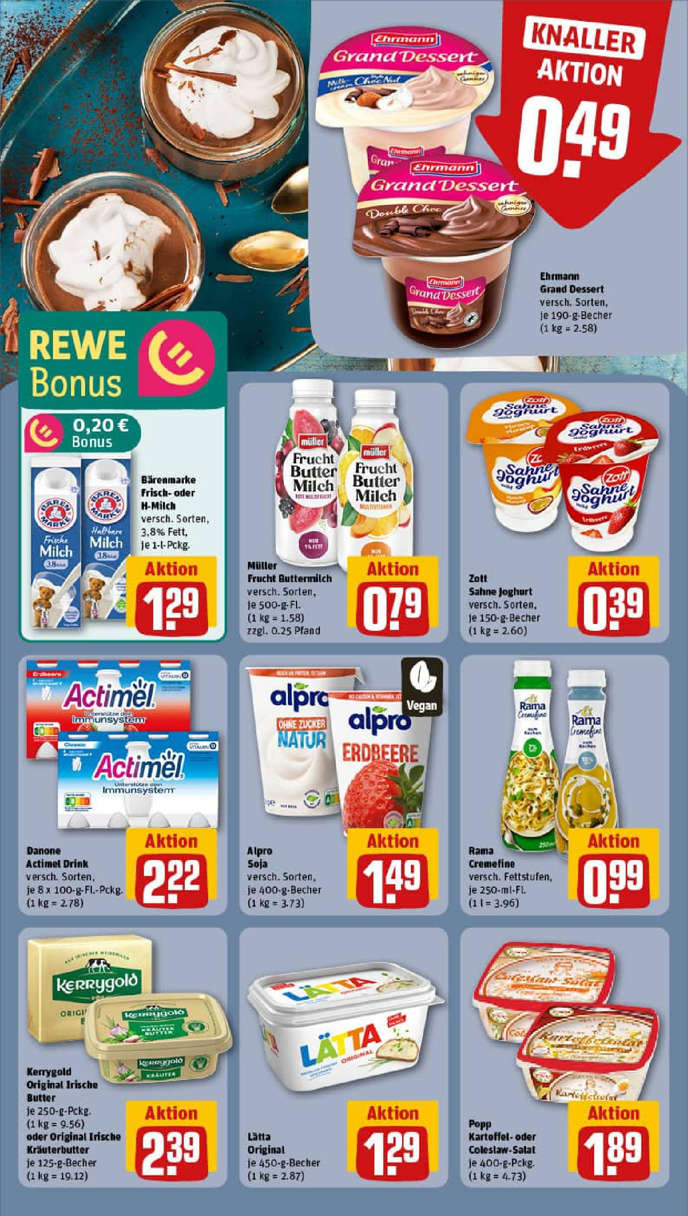 REWE Prospekt ab 13.07.2025 zum Blättern » Angebote | Seite: 13 | Produkte: Butter, Joghurt, Ehrmann grand dessert, Alpro