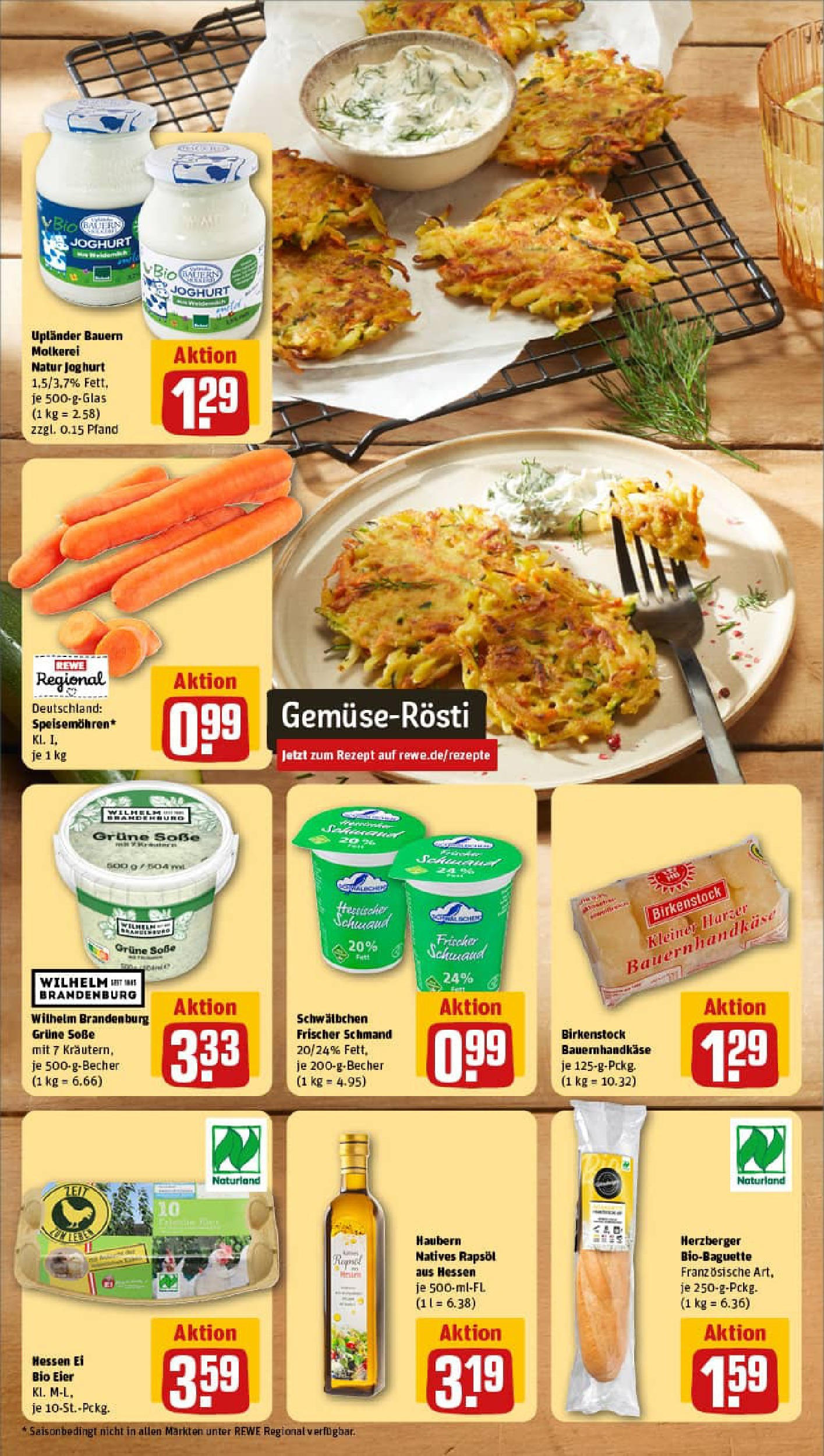 REWE Prospekt ab 13.07.2025 zum Blättern » Angebote | Seite: 4 | Produkte: Joghurt, Eier, Baguette, Soße