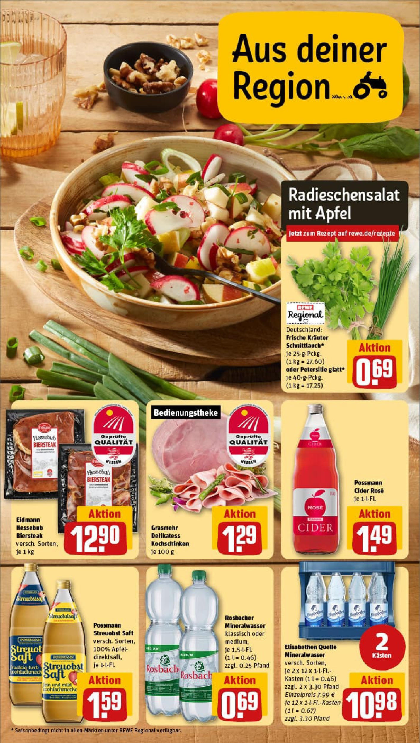 REWE Prospekt ab 13.07.2025 zum Blättern » Angebote | Seite: 5 | Produkte: Mineralwasser, Apple, Saft, Steak