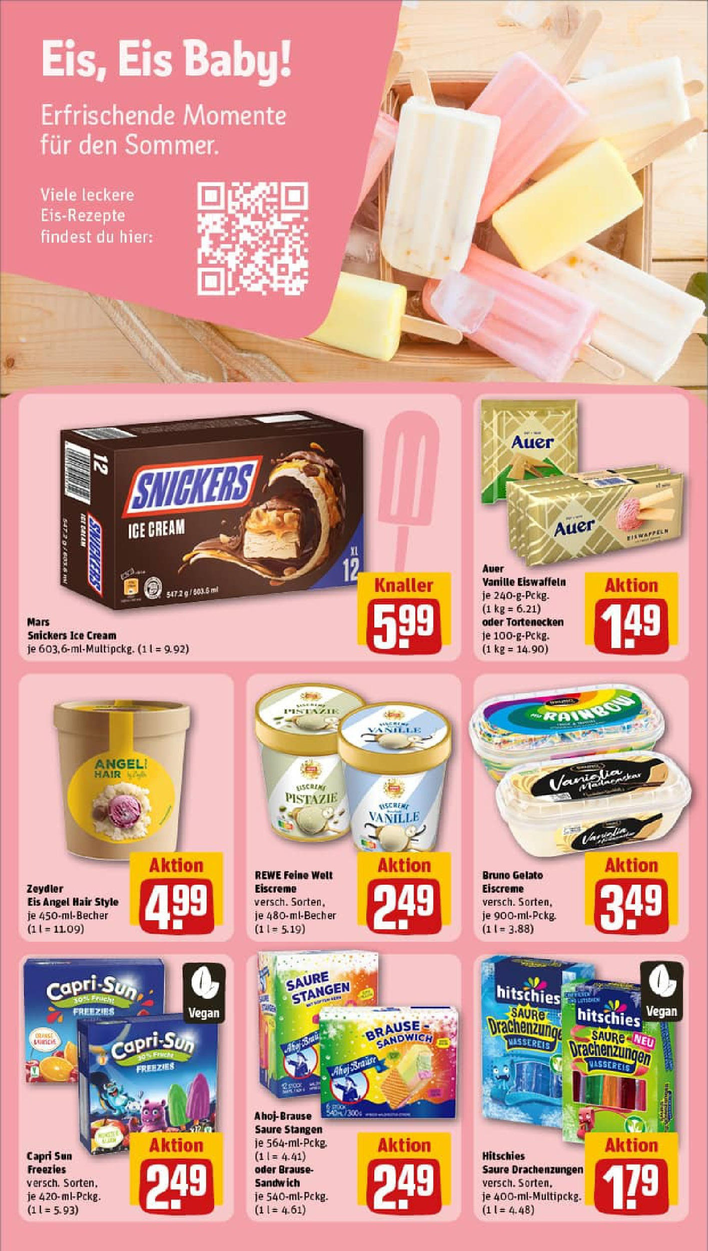 REWE Prospekt ab 13.07.2025 zum Blättern » Angebote | Seite: 16 | Produkte: Capri sun, Eiscreme, Snickers, Eis