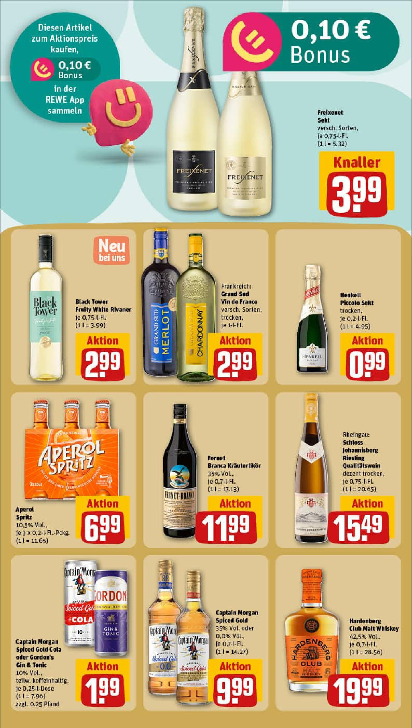 REWE Prospekt ab 13.07.2025 zum Blättern » Angebote | Seite: 22 | Produkte: Cola, Sekt, Captain morgan, Whiskey