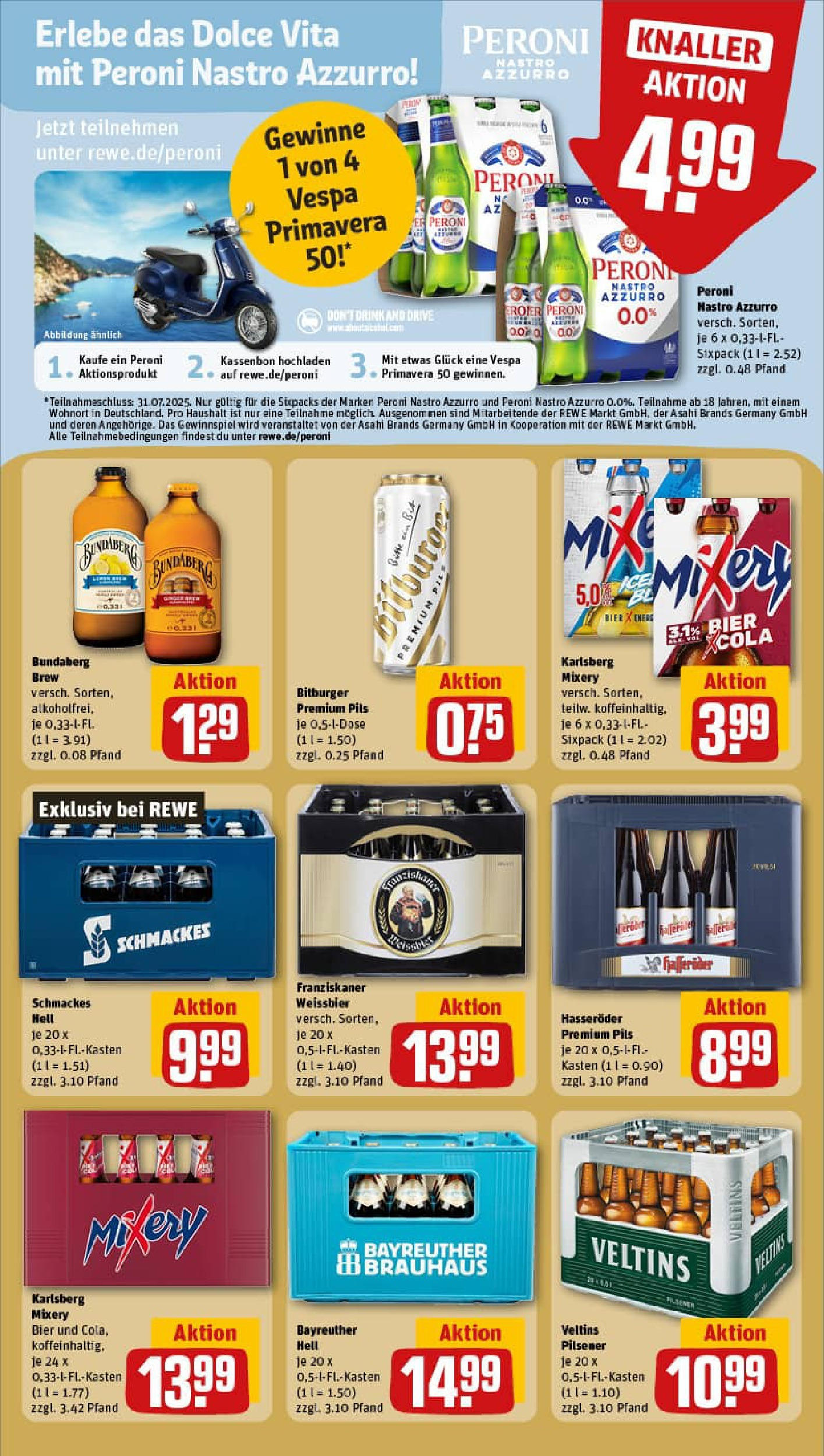 REWE Prospekt ab 13.07.2025 zum Blättern » Angebote | Seite: 23 | Produkte: Bayreuther hell, Bitburger, Mixer, Bier