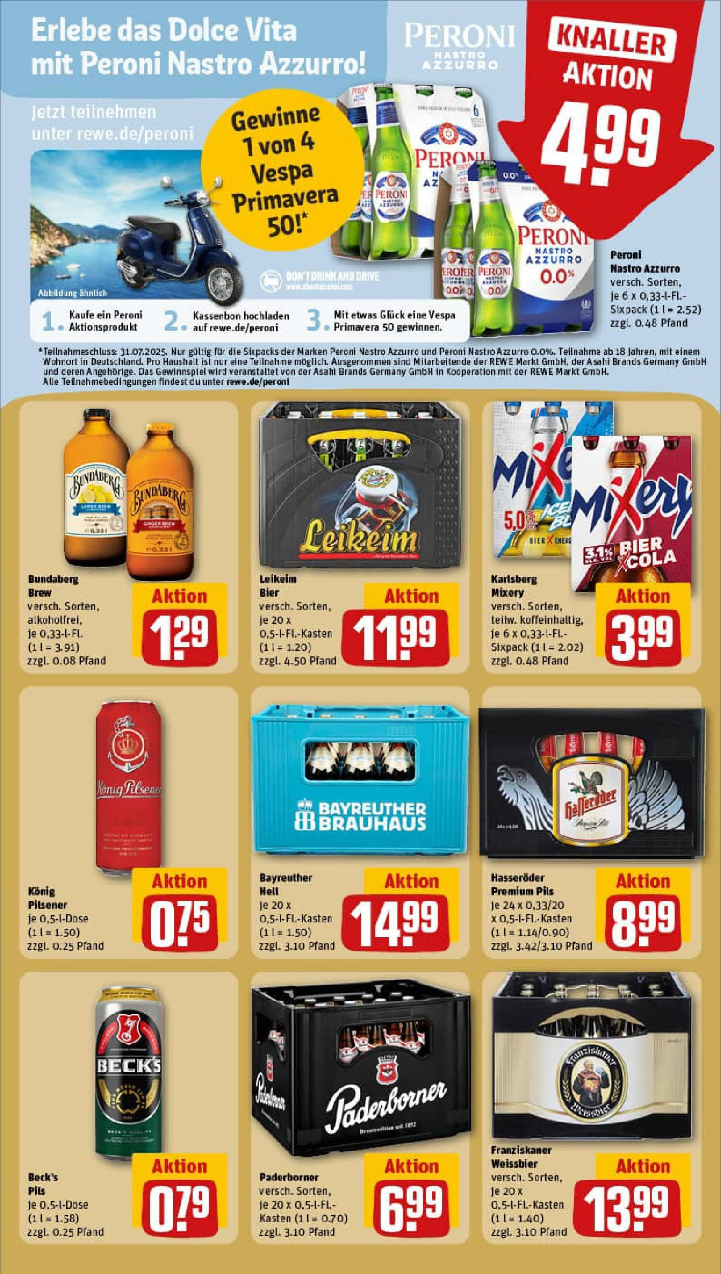 REWE Prospekt ab 13.07.2025 zum Blättern » Angebote | Seite: 19 | Produkte: Franziskaner, Konig pilsener, Mixery, Hasseröder