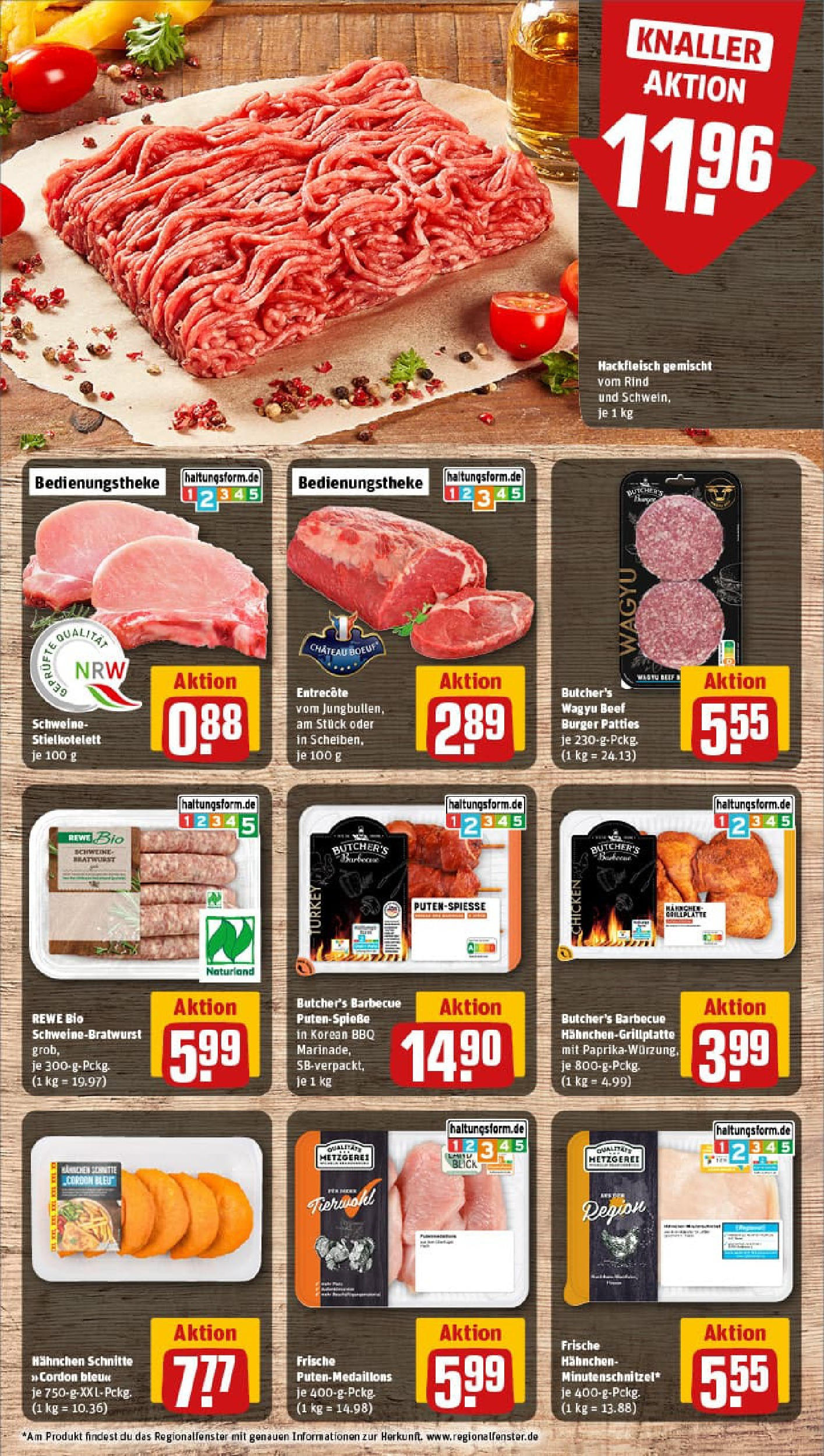 REWE Prospekt ab 13.07.2025 zum Blättern » Angebote | Seite: 8 | Produkte: Hahnchen, Bratwurst, Entrecote, Steak