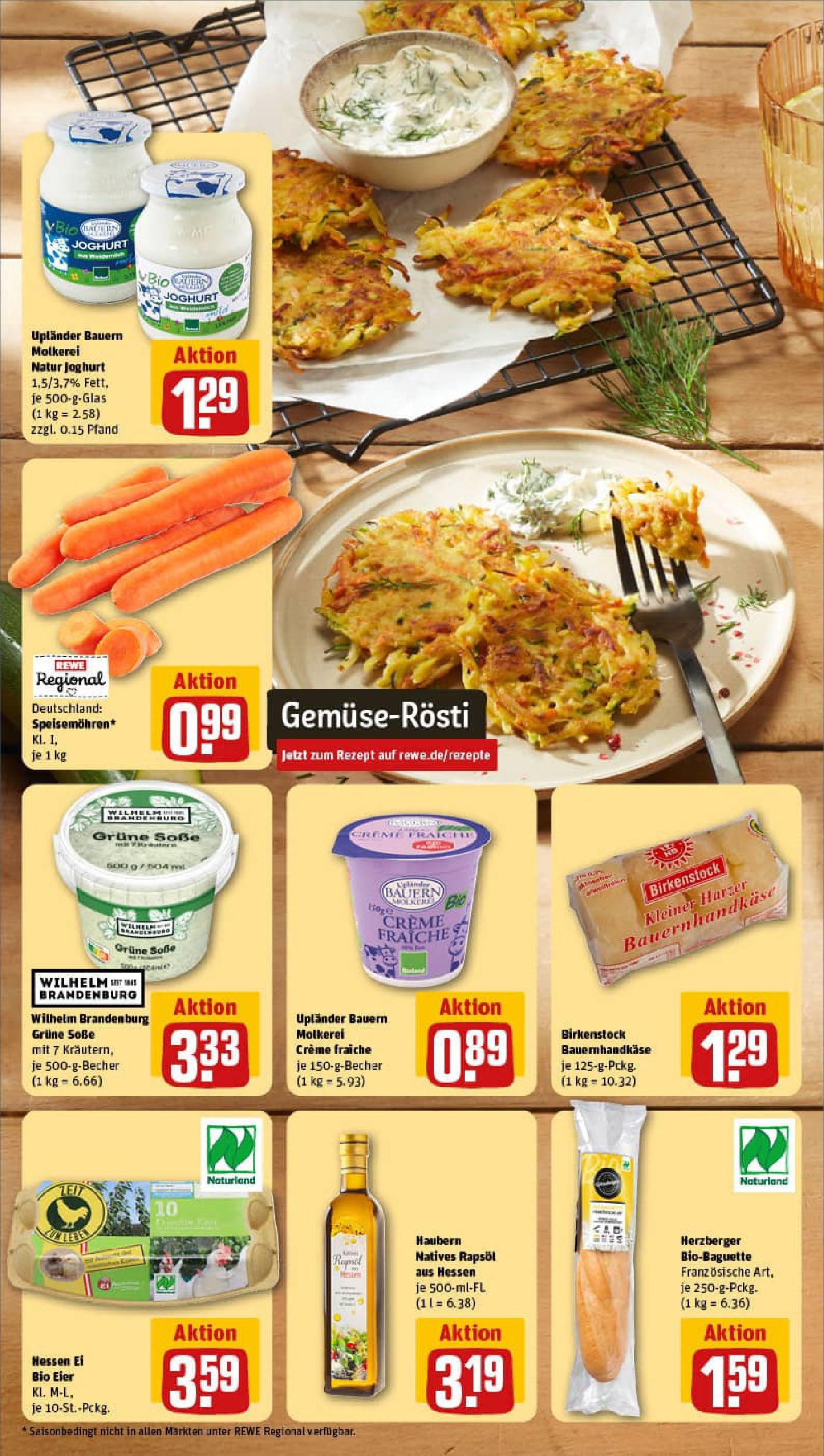 REWE Prospekt ab 13.07.2025 zum Blättern » Angebote | Seite: 4 | Produkte: Joghurt, Eier, Baguette, Soße