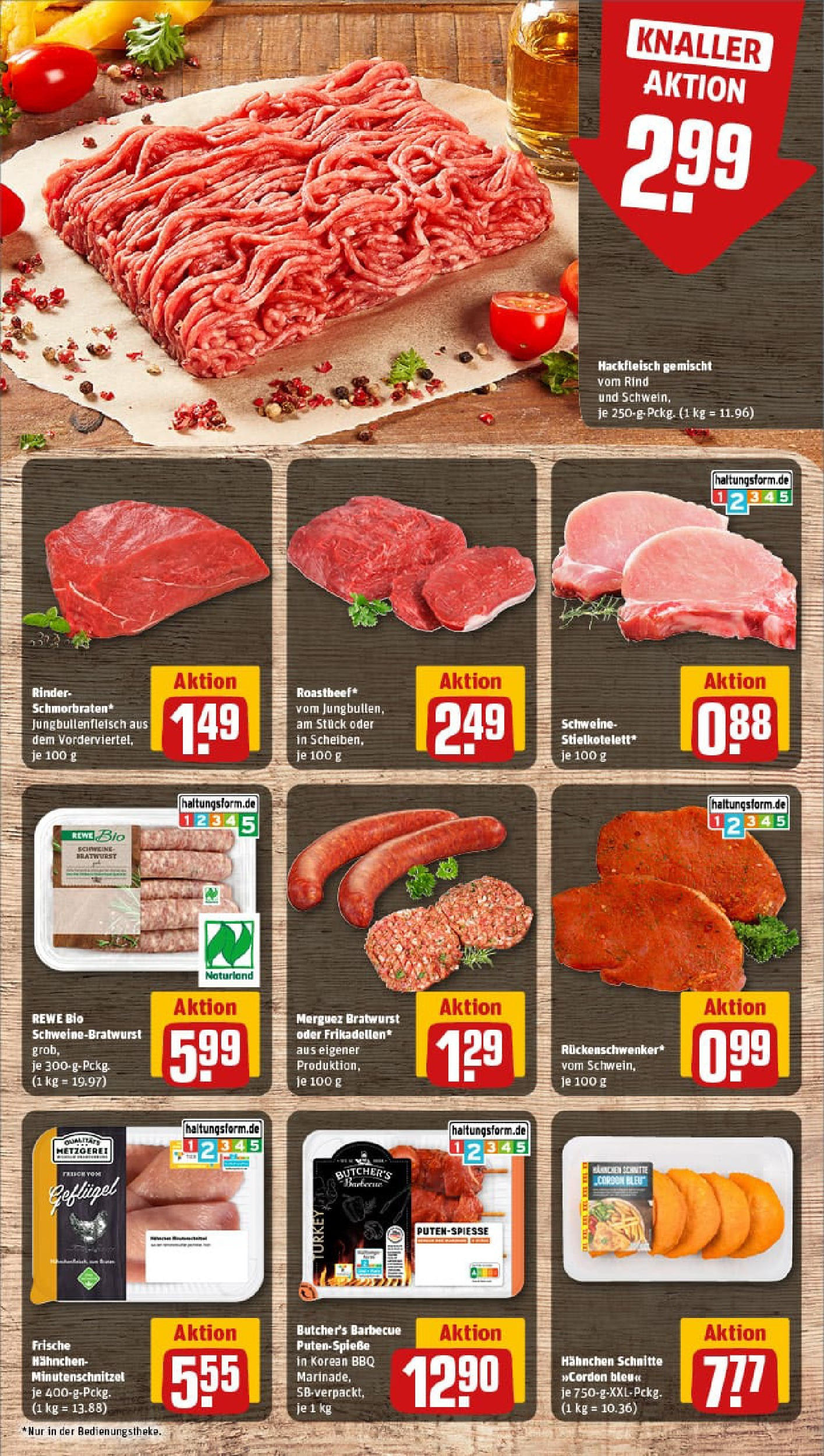 REWE Prospekt ab 13.07.2025 zum Blättern » Angebote | Seite: 8 | Produkte: Hahnchen, Bratwurst, Steak, Hackfleisch