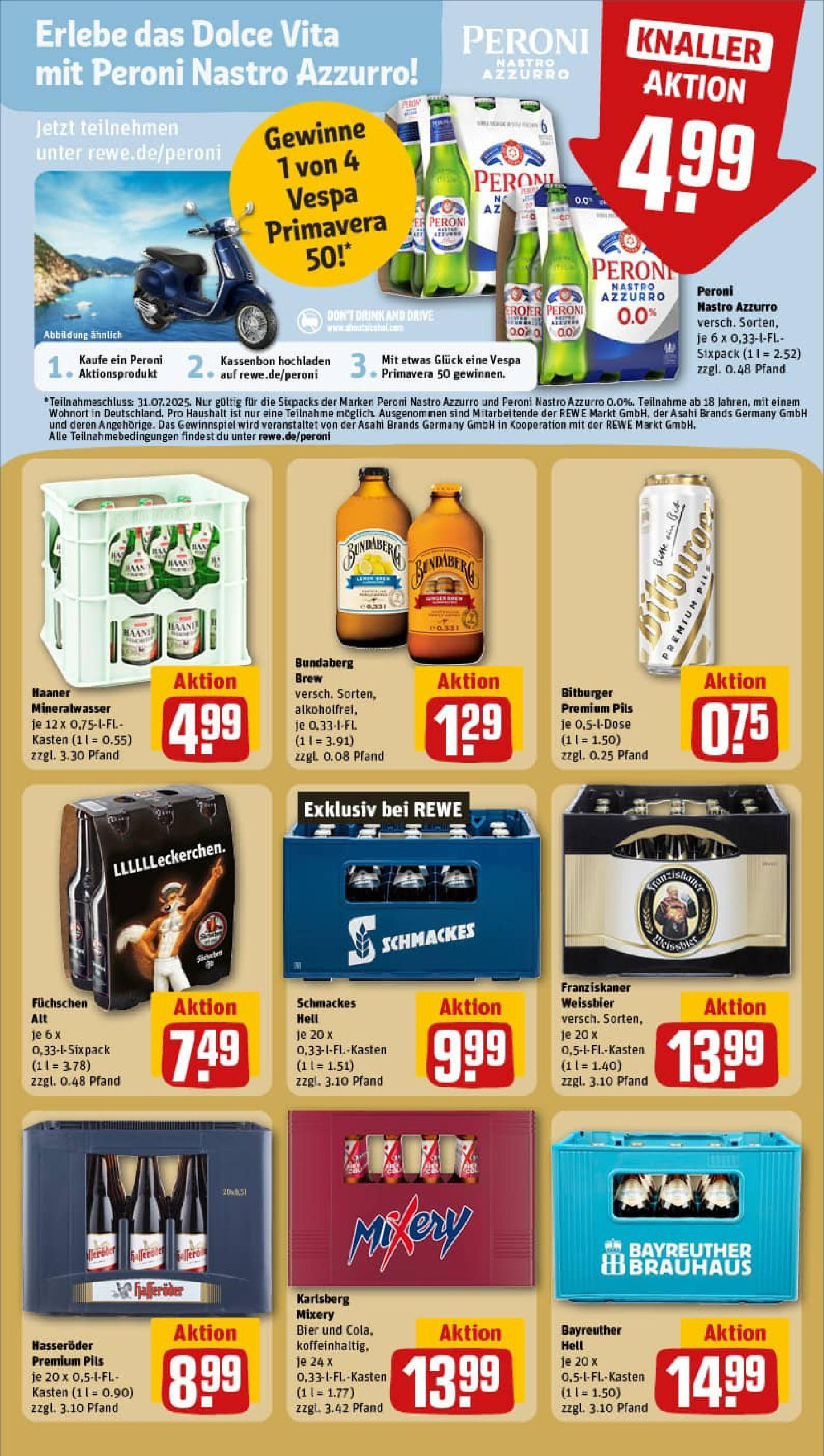 REWE Prospekt ab 13.07.2025 zum Blättern » Angebote | Seite: 23 | Produkte: Franziskaner, Weißbier, Pils, Mineralwasser