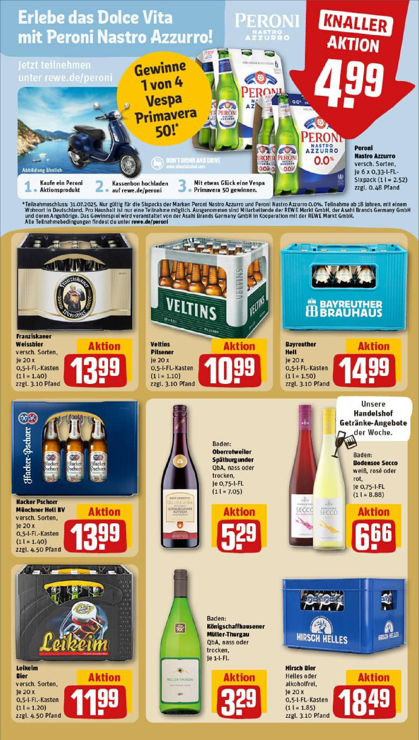 REWE Prospekt ab 13.07.2025 zum Blättern » Angebote | Seite: 17 | Produkte: Bayreuther hell, Franziskaner, Bier, Veltins