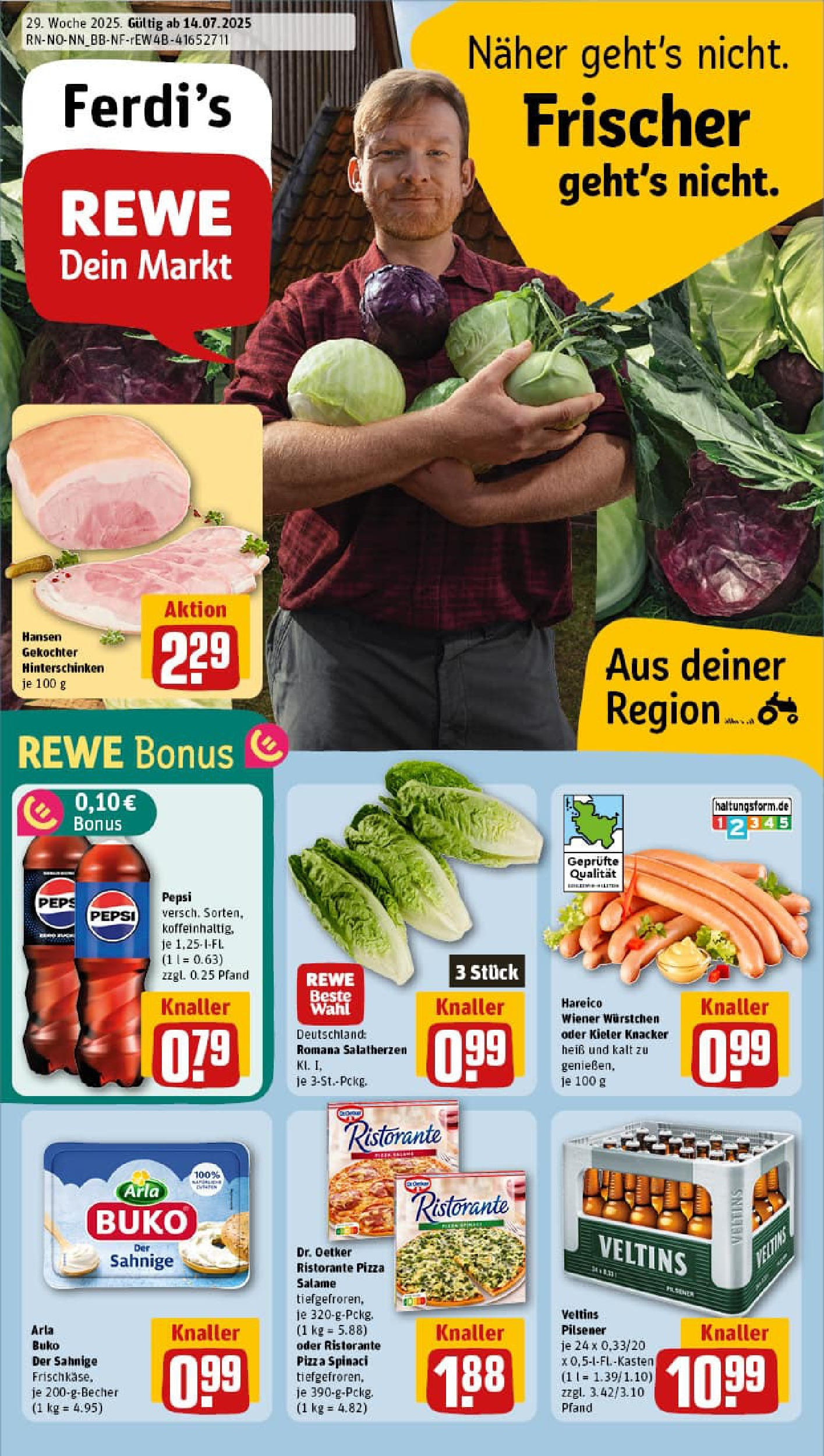 REWE Prospekt ab 13.07.2025 zum Blättern » Angebote | Seite: 1 | Produkte: Ristorante, Arla buko, Pepsi, Pizza
