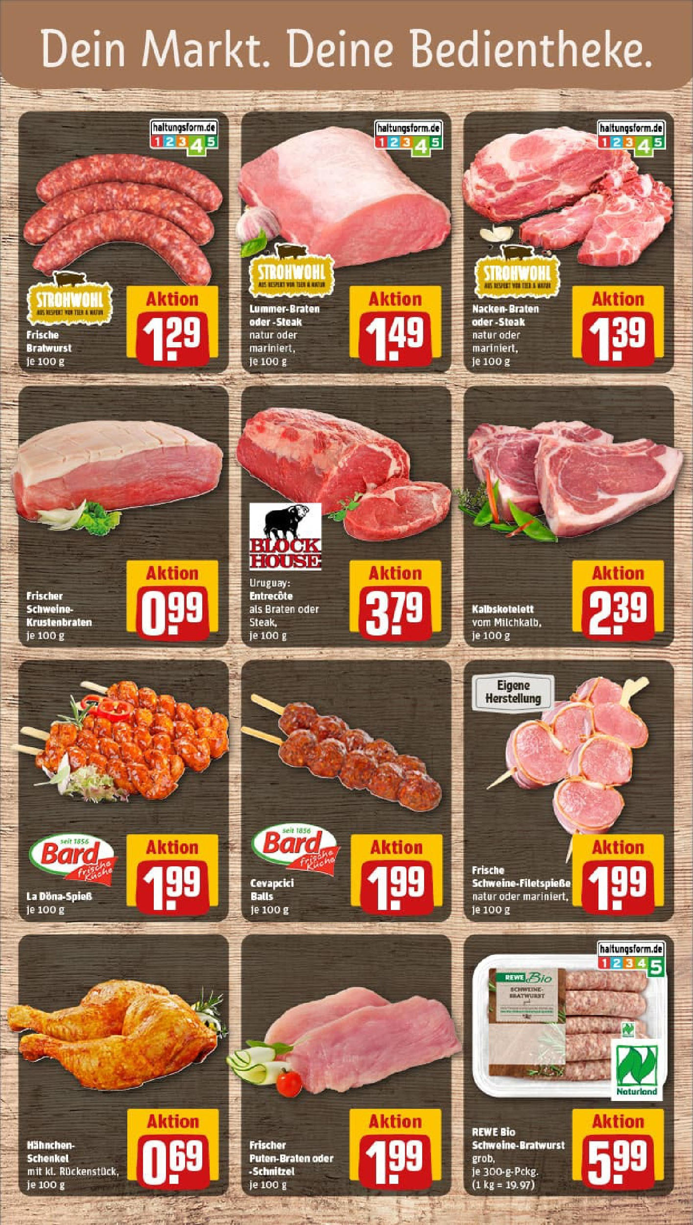 REWE Prospekt ab 13.07.2025 zum Blättern » Angebote | Seite: 8 | Produkte: Bratwurst, Krustenbraten, Schnitzel, Steak