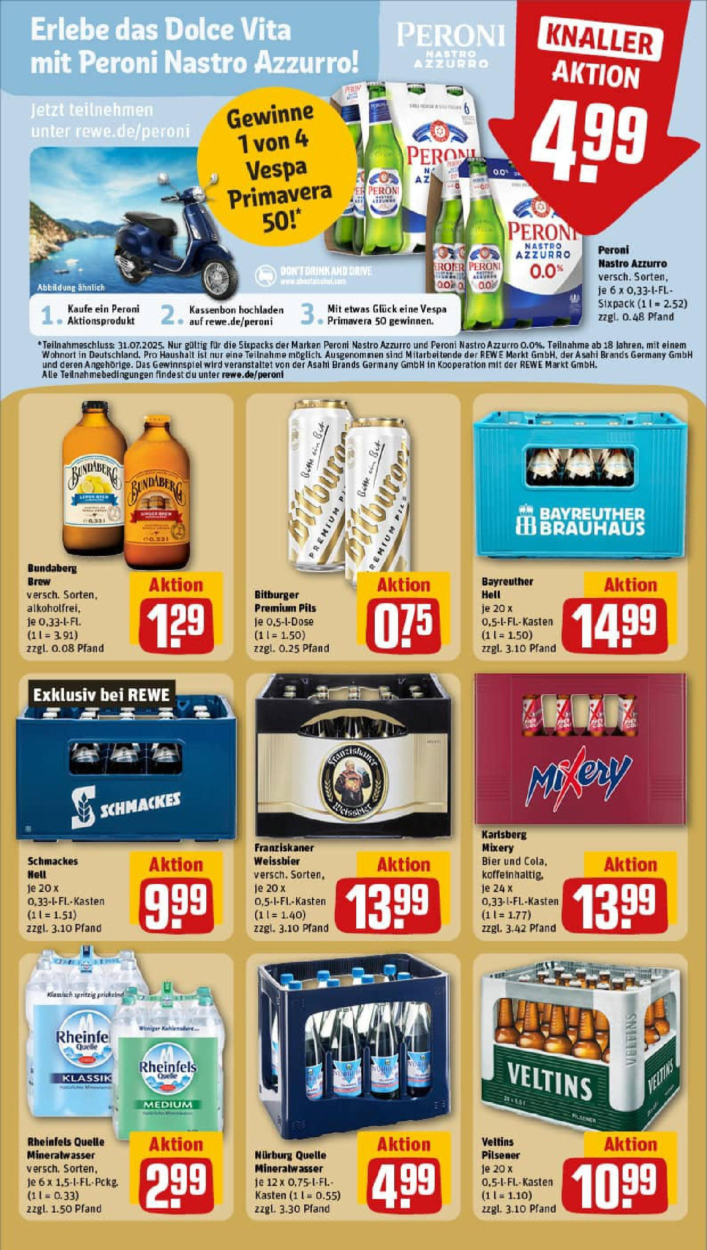 REWE Prospekt ab 13.07.2025 zum Blättern » Angebote | Seite: 21 | Produkte: Bayreuther hell, Pils, Mixery, Veltins