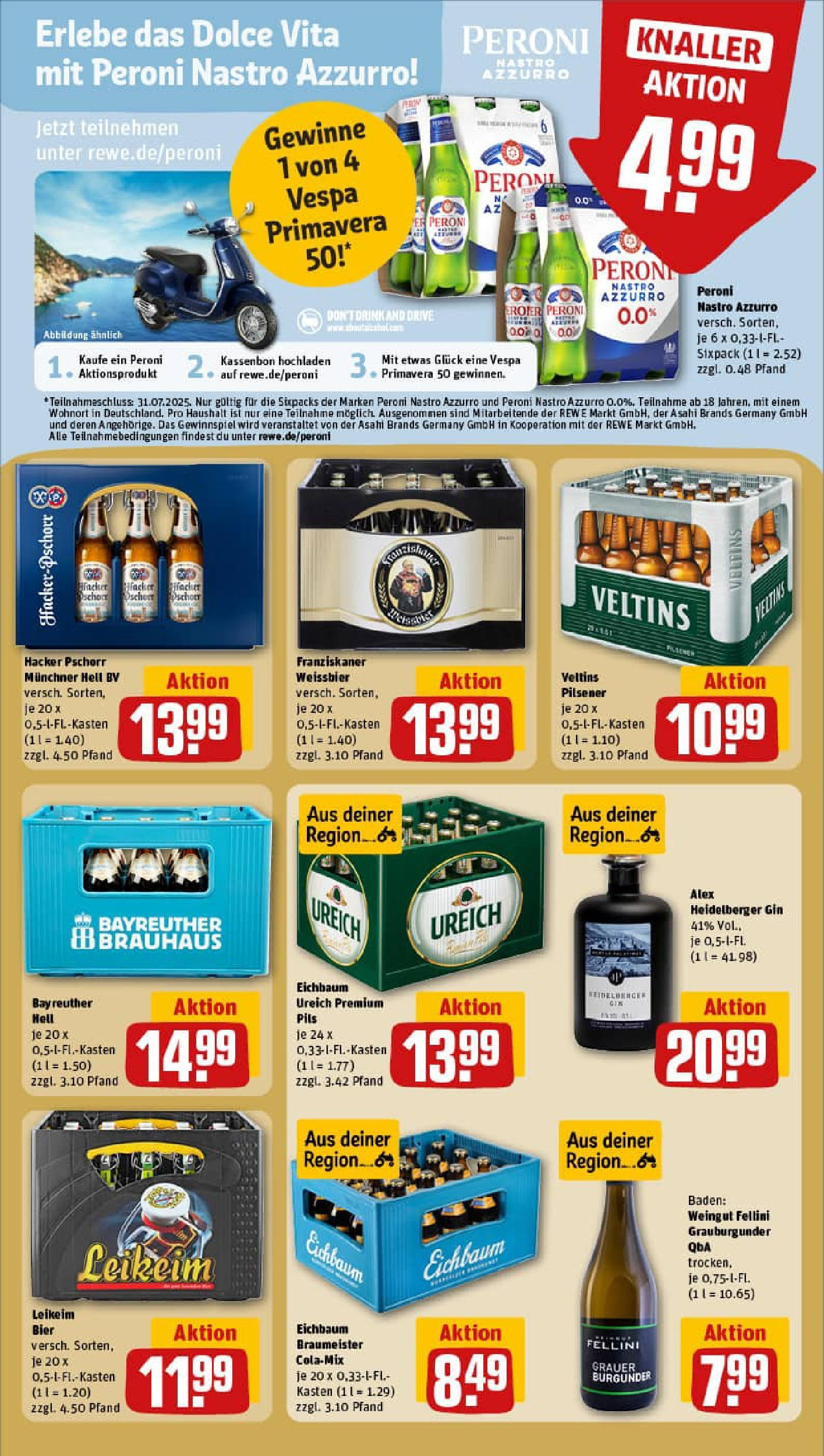 REWE Prospekt ab 13.07.2025 zum Blättern » Angebote | Seite: 17 | Produkte: Bayreuther hell, Cola, Bier, Pils