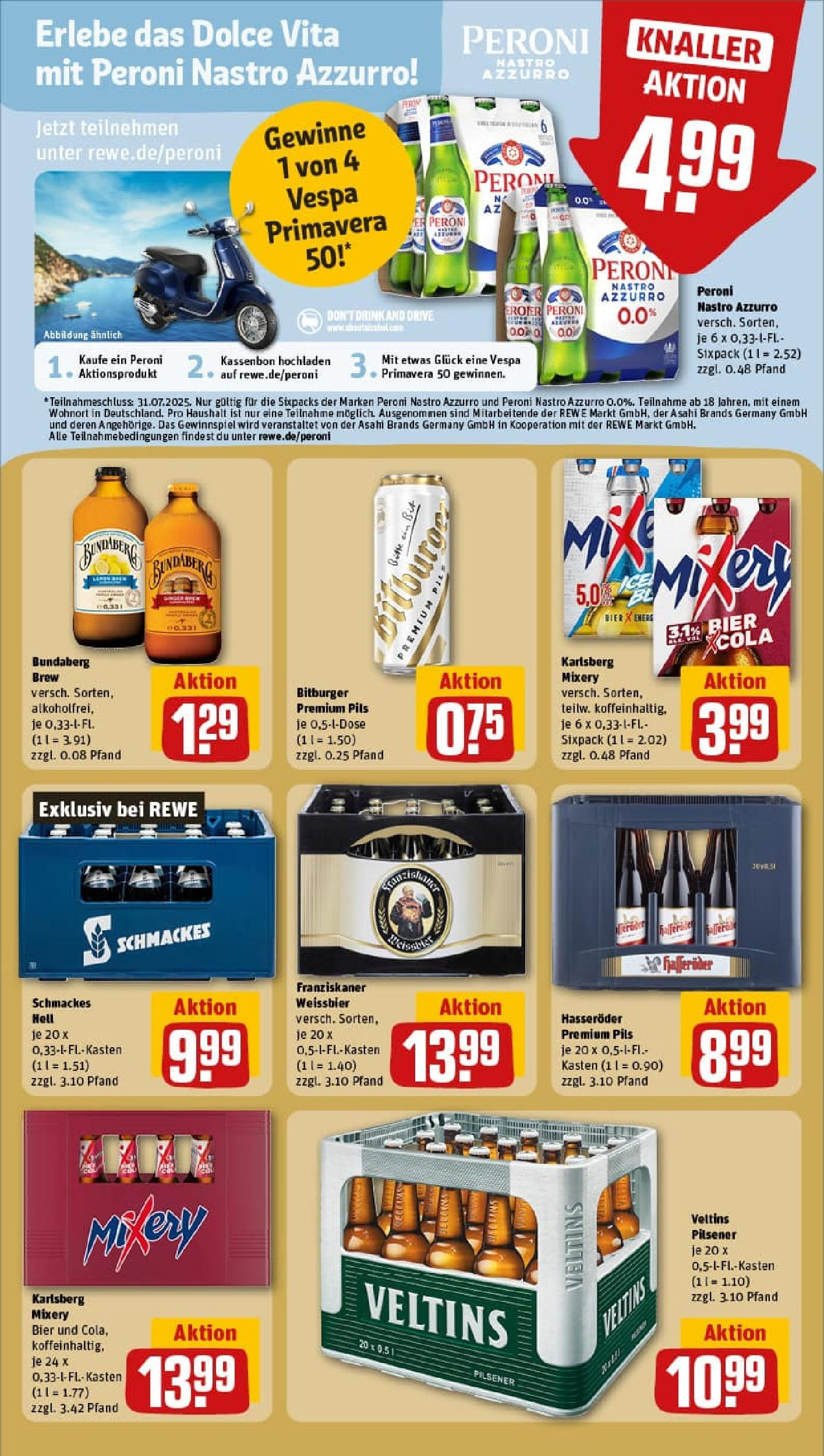 REWE Prospekt ab 13.07.2025 zum Blättern » Angebote | Seite: 21 | Produkte: Franziskaner, Bier, Hasseröder, Veltins