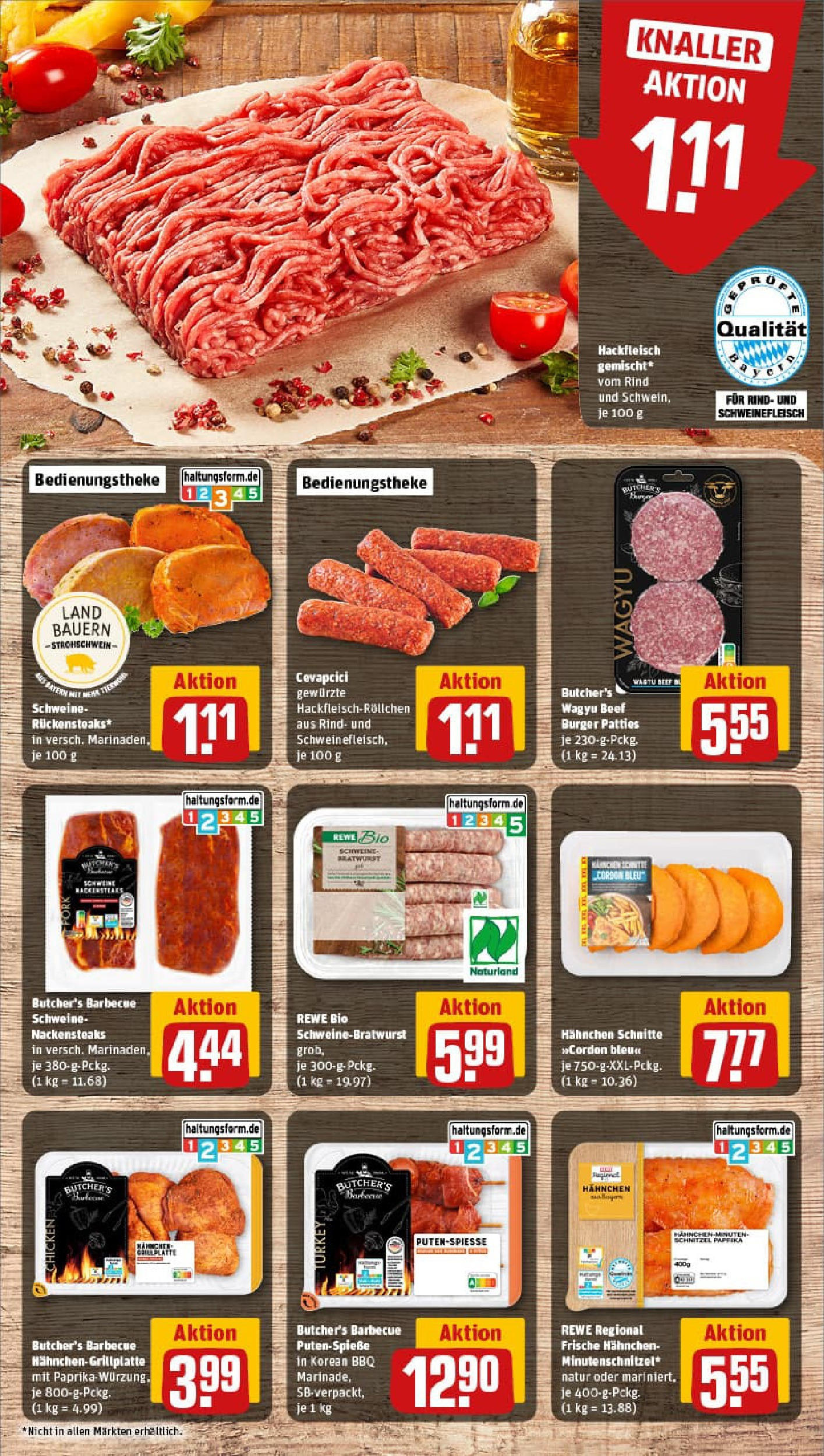 REWE Prospekt ab 13.07.2025 zum Blättern » Angebote | Seite: 8 | Produkte: Nackensteaks, Cevapcici, Paprika, Hackfleisch