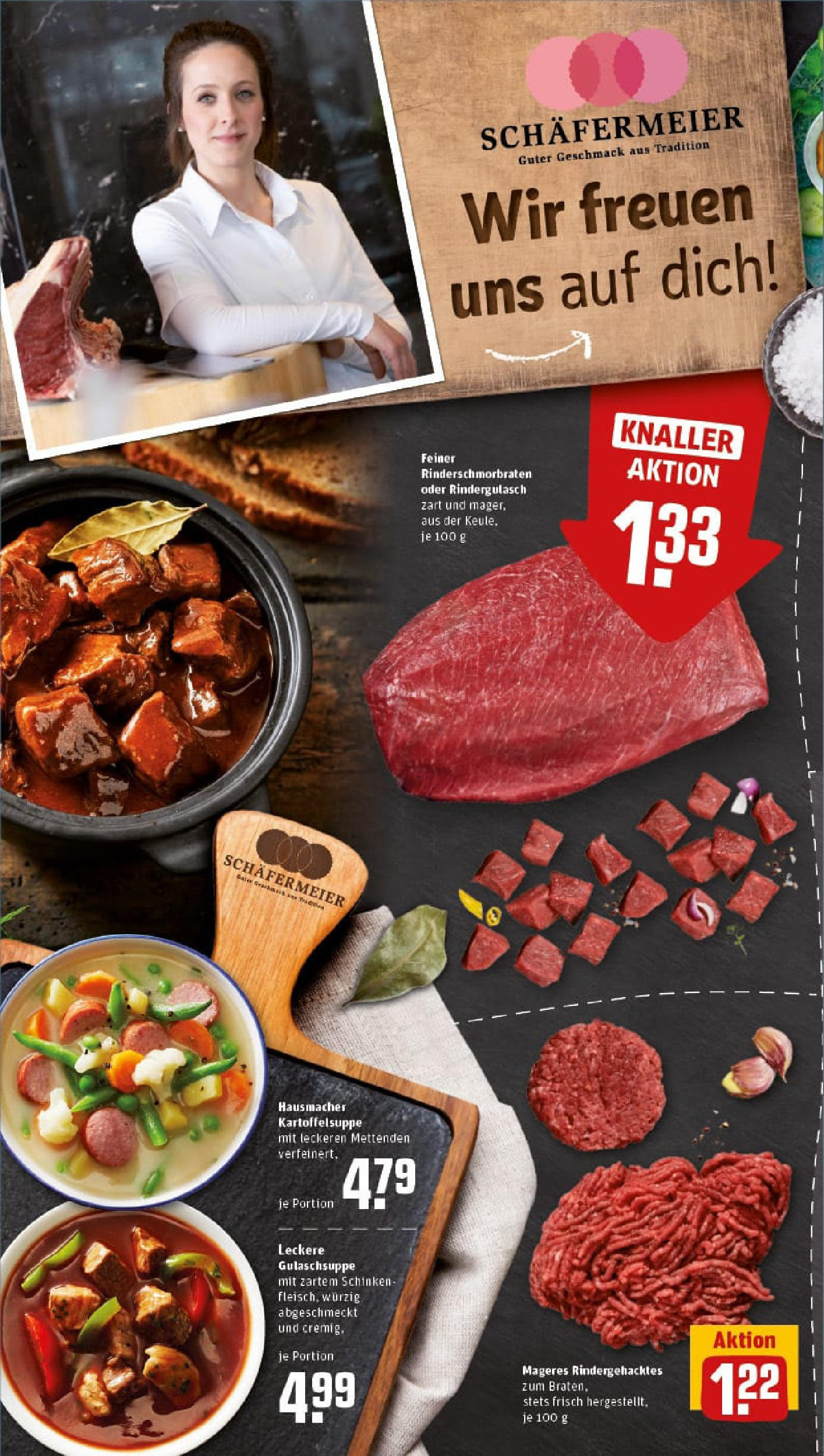 REWE Prospekt ab 13.07.2025 zum Blättern » Angebote | Seite: 6 | Produkte: Rindergulasch, Schinken