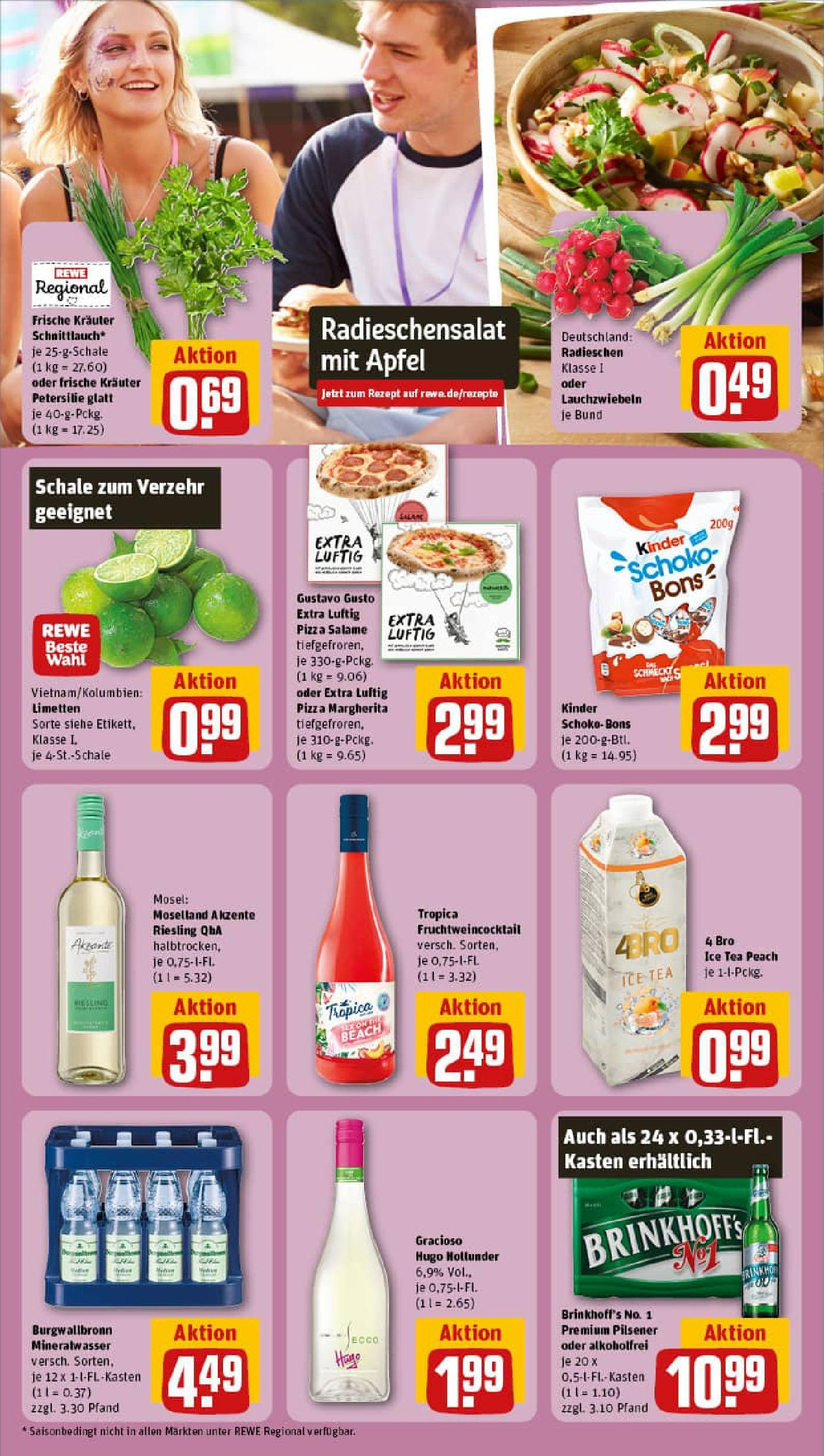 REWE Prospekt ab 13.07.2025 zum Blättern » Angebote | Seite: 15 | Produkte: Limetten, Äpfel, Mineralwasser, Petersilie