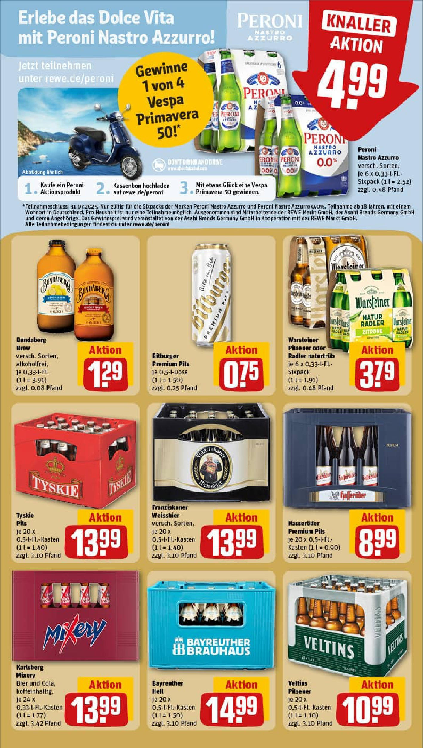 REWE Prospekt ab 13.07.2025 zum Blättern » Angebote | Seite: 17 | Produkte: Weißbier, Radler, Warsteiner, Veltins