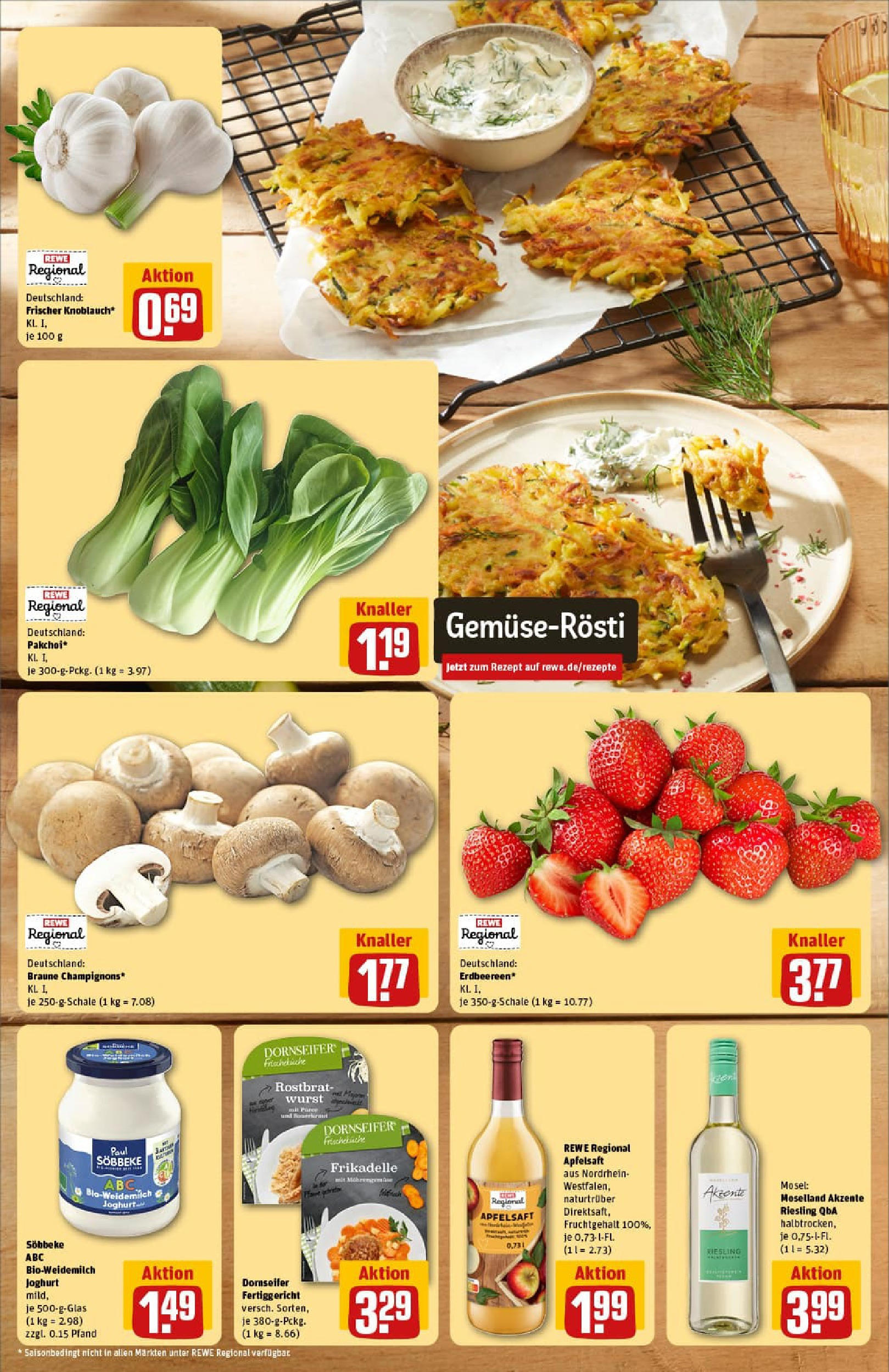 REWE Prospekt ab 13.07.2025 zum Blättern » Angebote | Seite: 4 | Produkte: Joghurt, Apfelsaft, Wurst, Knoblauch