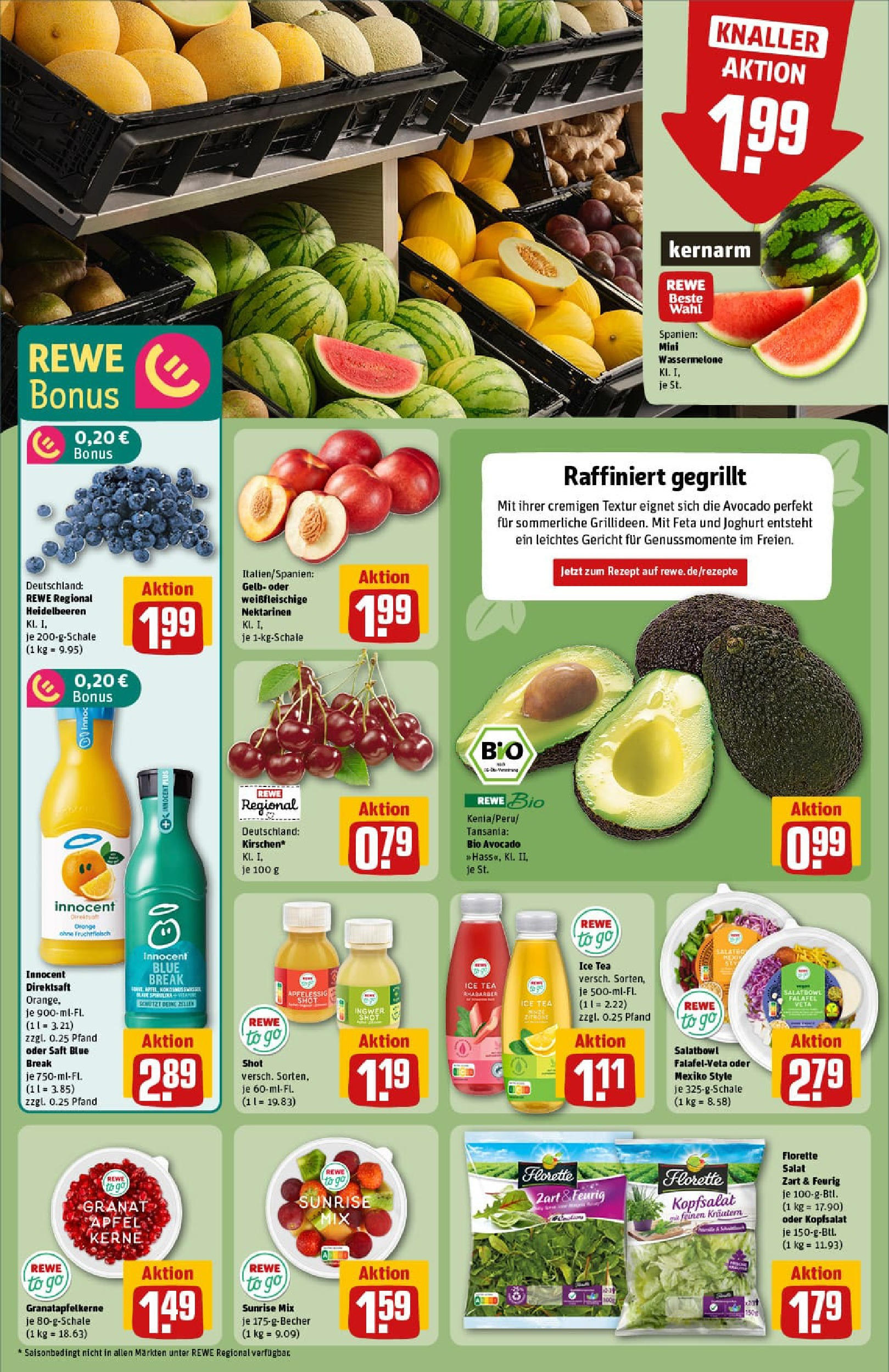 REWE Prospekt ab 13.07.2025 zum Blättern » Angebote | Seite: 6 | Produkte: Nektarinen, Wassermelone, Rhabarber, Salat