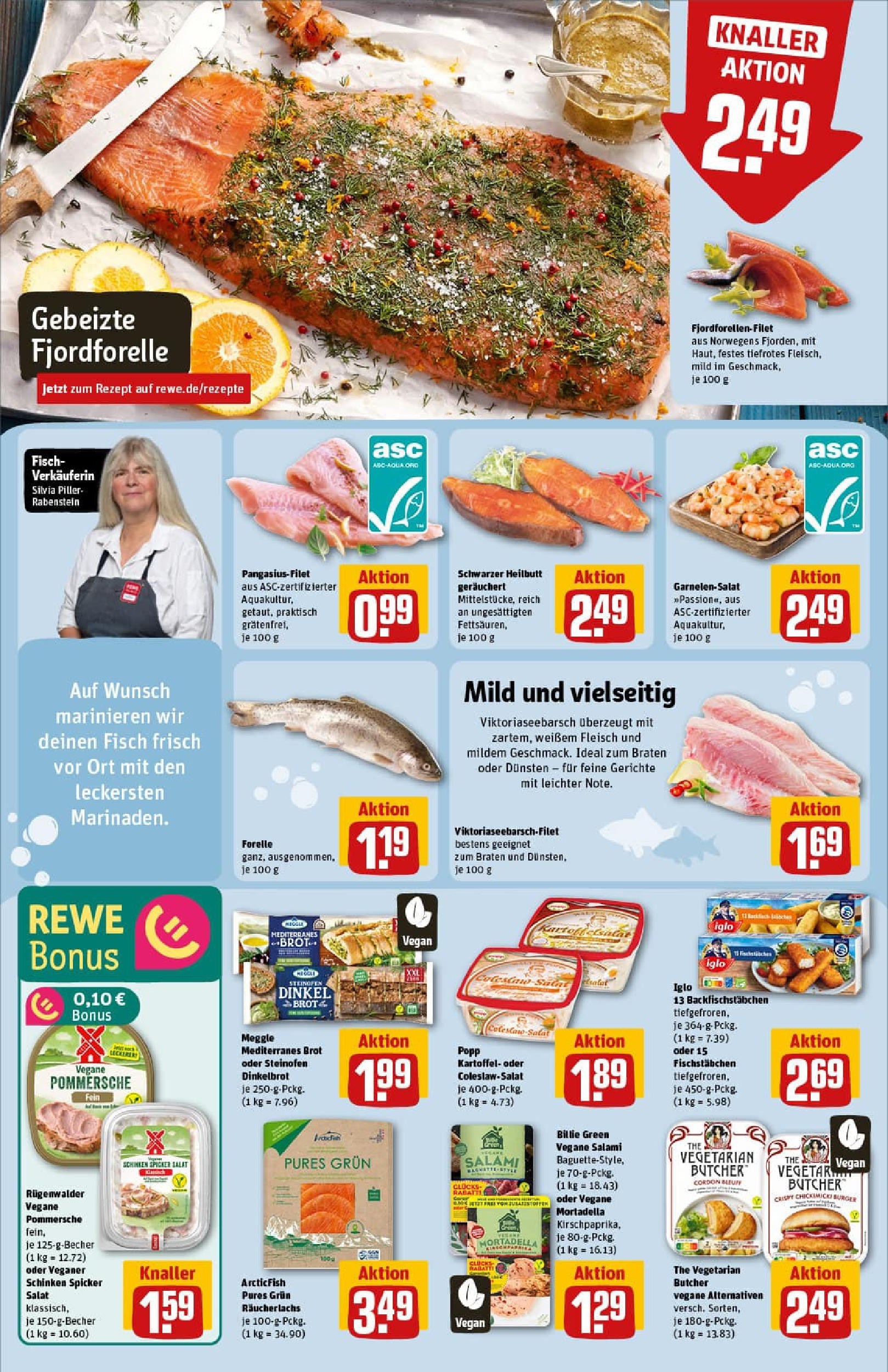 REWE Prospekt ab 13.07.2025 zum Blättern » Angebote | Seite: 12 | Produkte: Lachs, Fischstabchen, Salami, Salat
