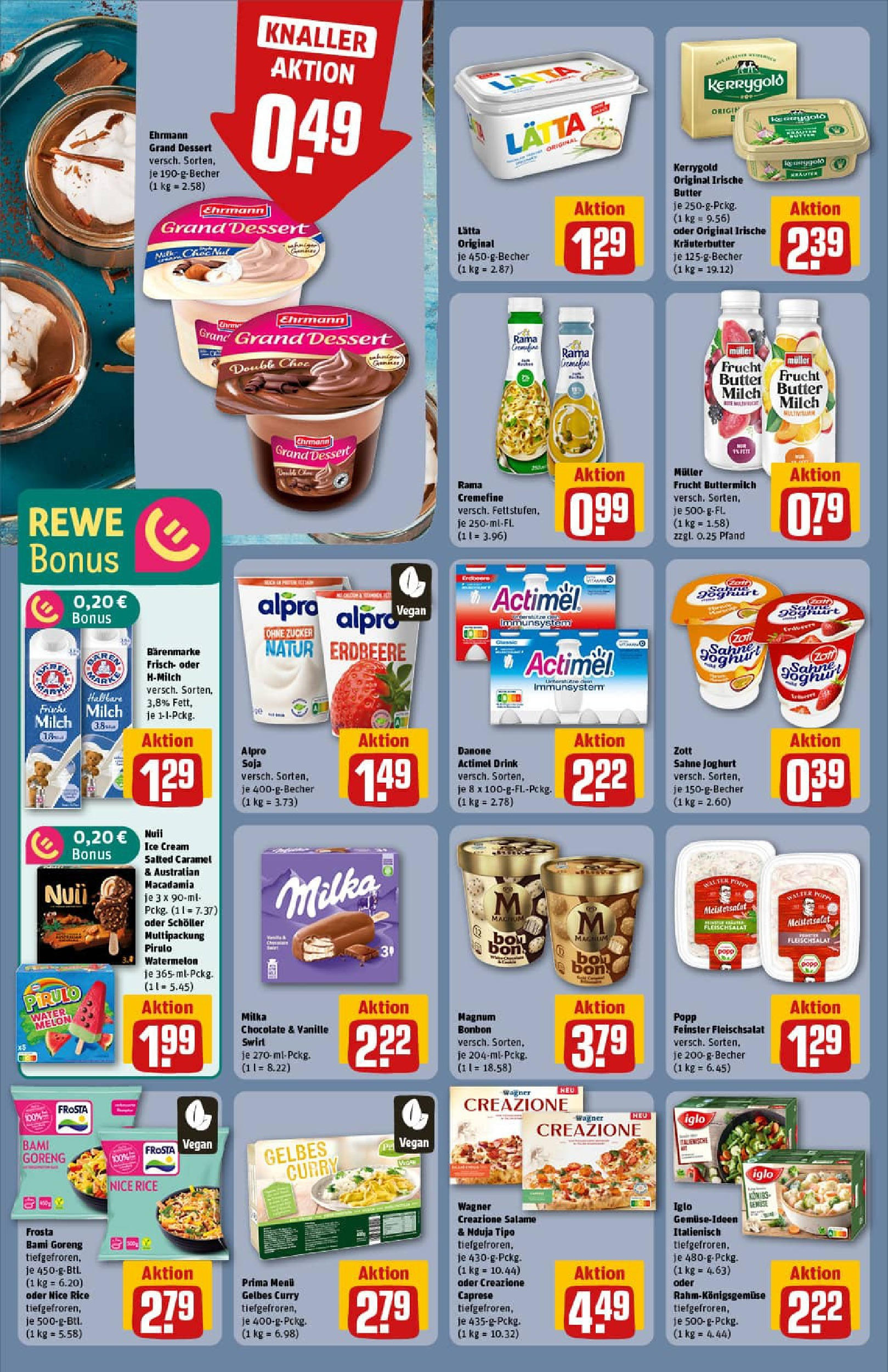 REWE Prospekt ab 13.07.2025 zum Blättern » Angebote | Seite: 14 | Produkte: Buttermilch, Milka, Pizza, Sahne