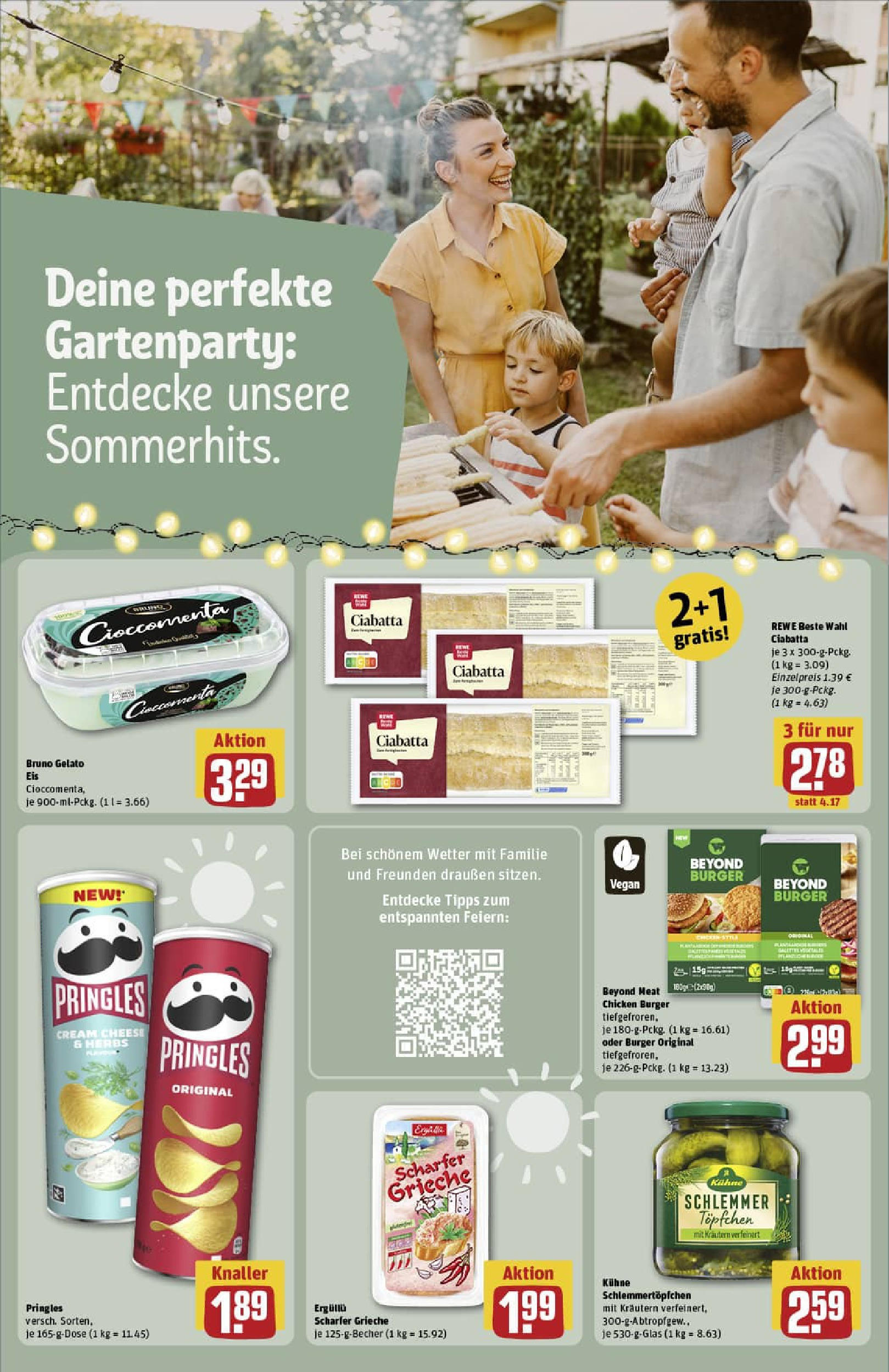 REWE Prospekt ab 13.07.2025 zum Blättern » Angebote | Seite: 24 | Produkte: Burger, Pringles, Eis
