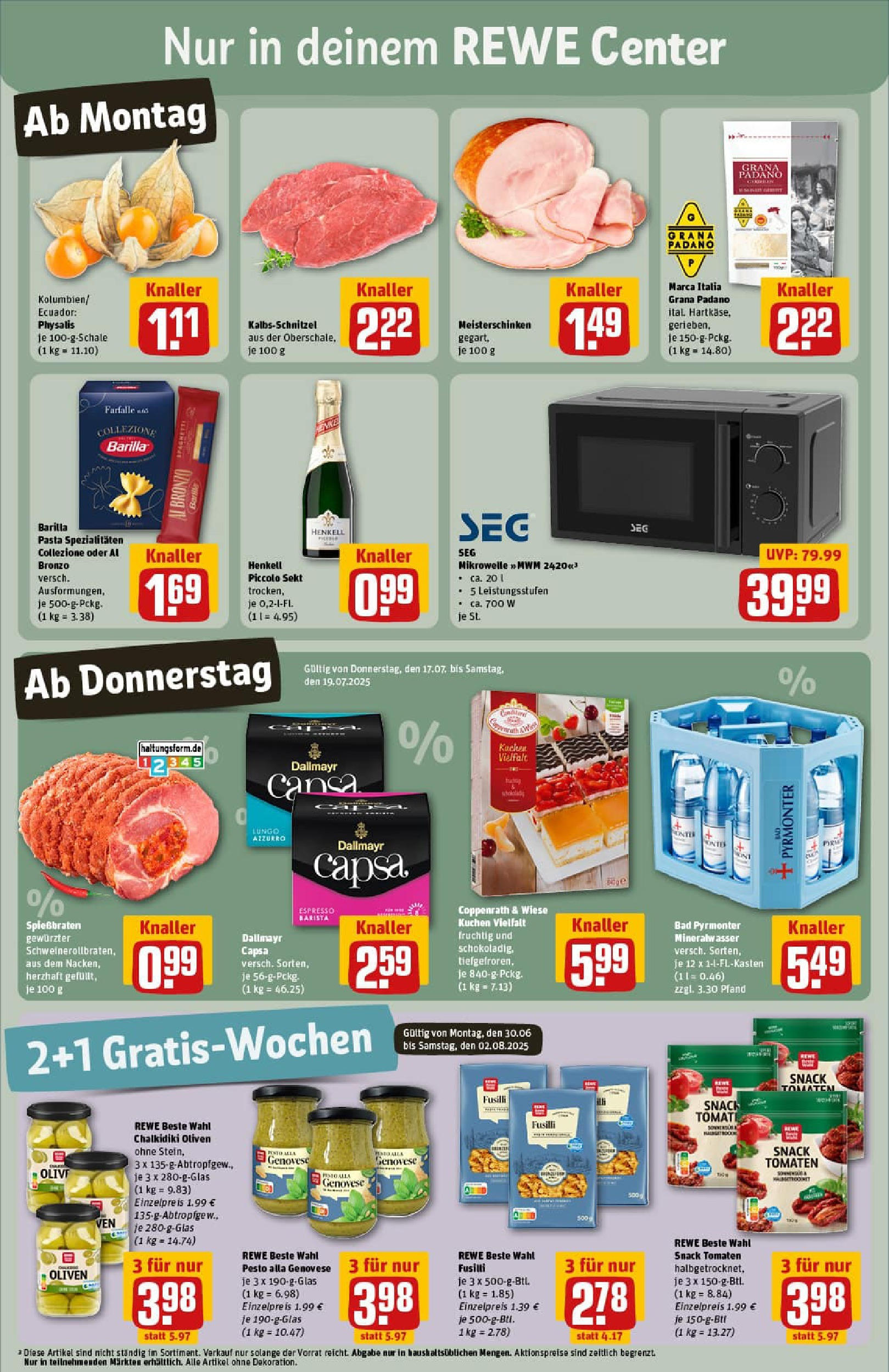 REWE Prospekt ab 14.07.2025 zum Blättern » Angebote | Seite: 3 | Produkte: Mikrowelle, Bad, Tomaten, Pasta
