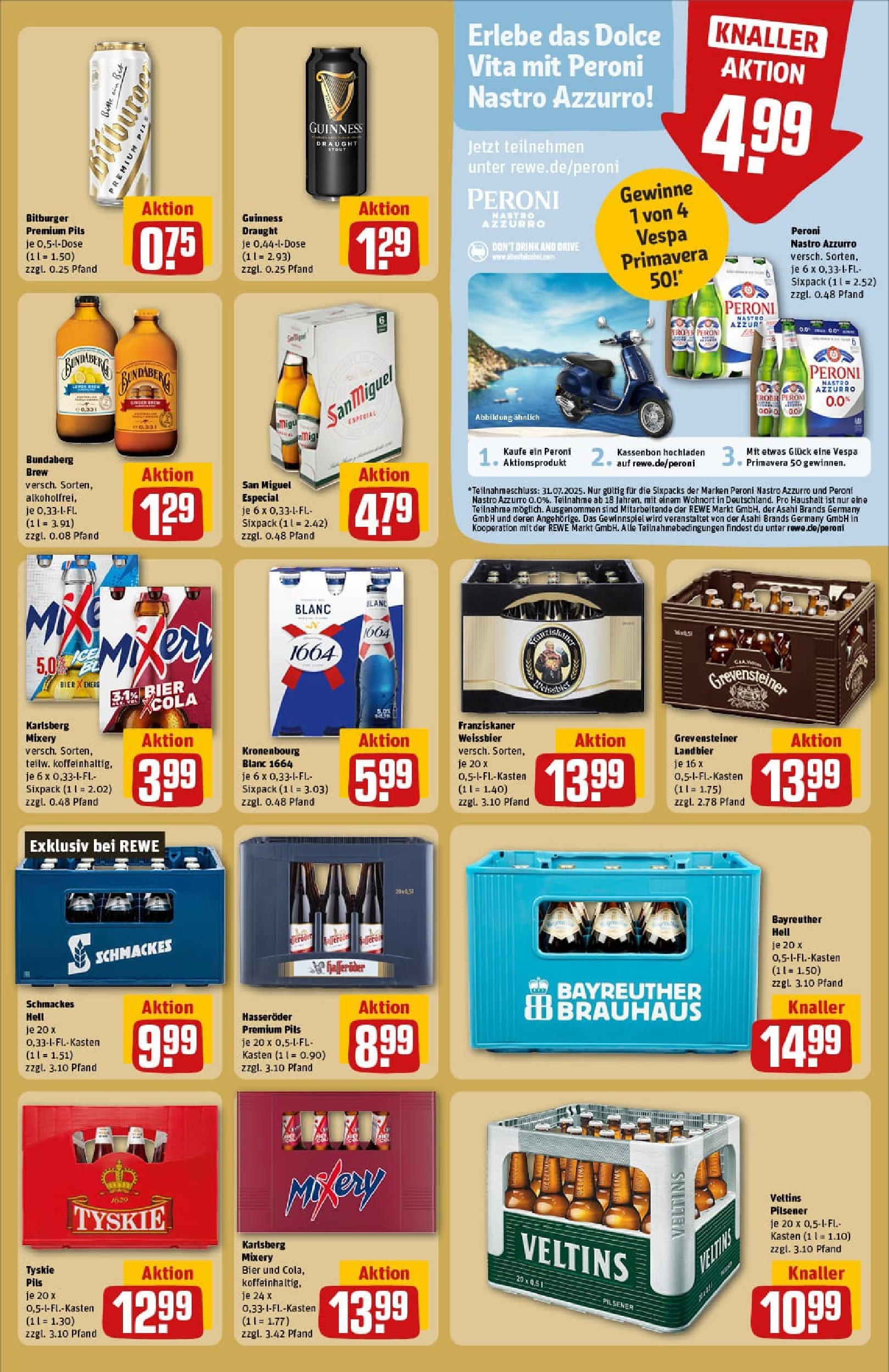 REWE Prospekt ab 13.07.2025 zum Blättern » Angebote | Seite: 29 | Produkte: Franziskaner, Bier, Hasseröder, Veltins