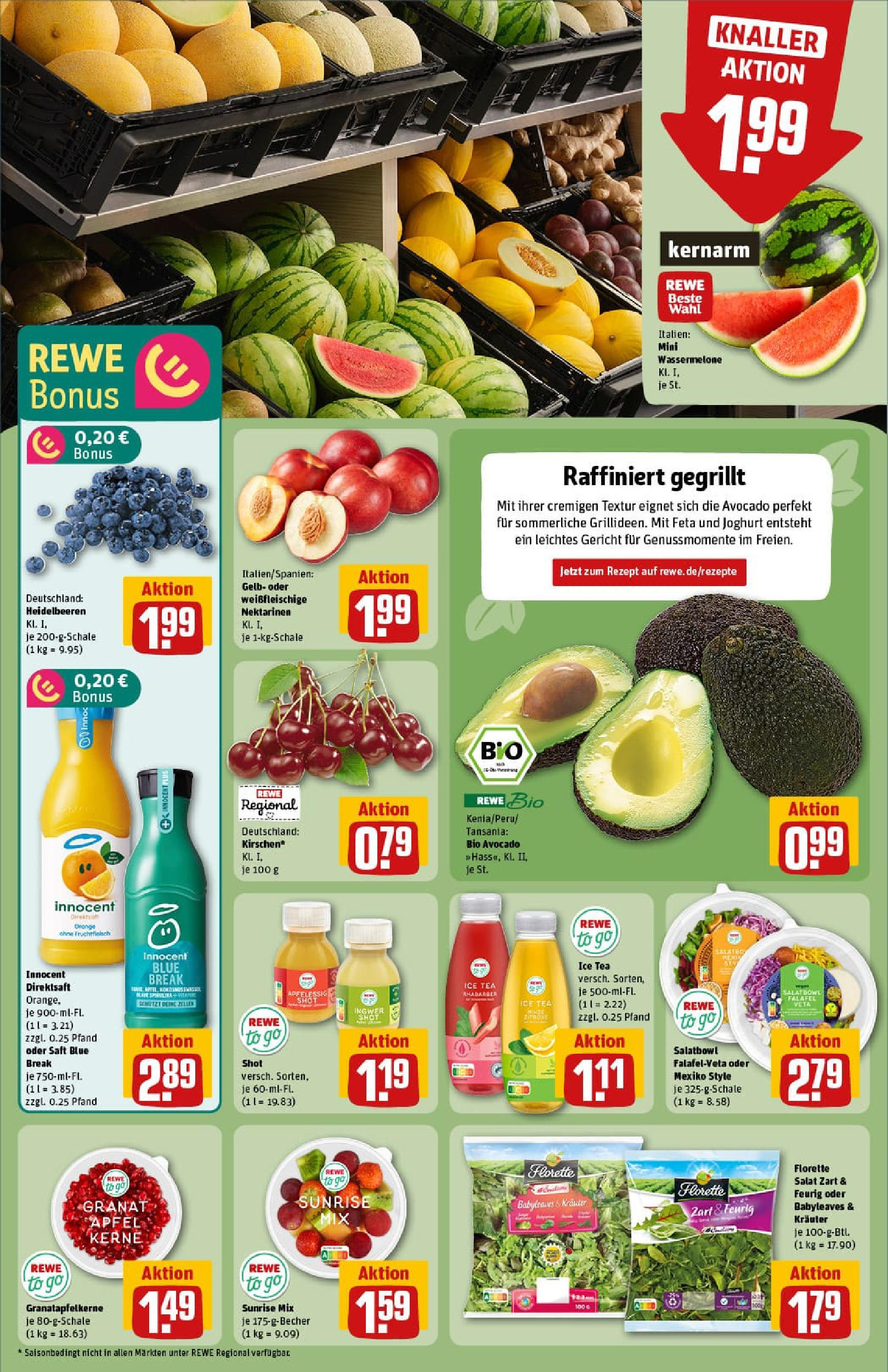 REWE Prospekt ab 13.07.2025 zum Blättern » Angebote | Seite: 6 | Produkte: Feta, Wassermelone, Saft, Salat
