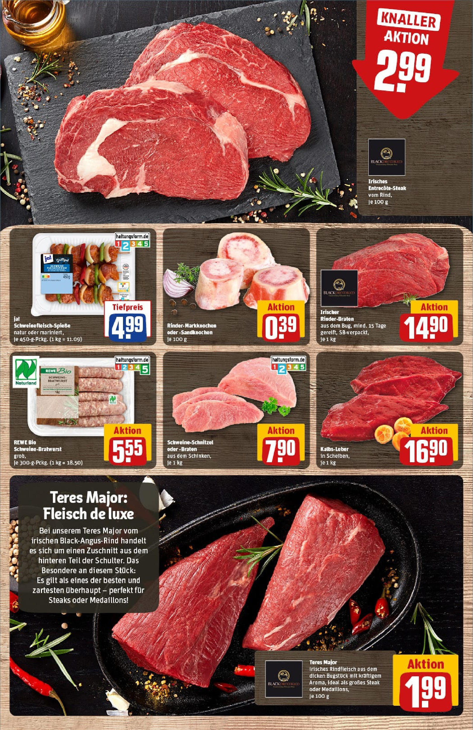 REWE Prospekt ab 13.07.2025 zum Blättern » Angebote | Seite: 9 | Produkte: Rinderbraten, Bratwurst, Steak, Fleisch