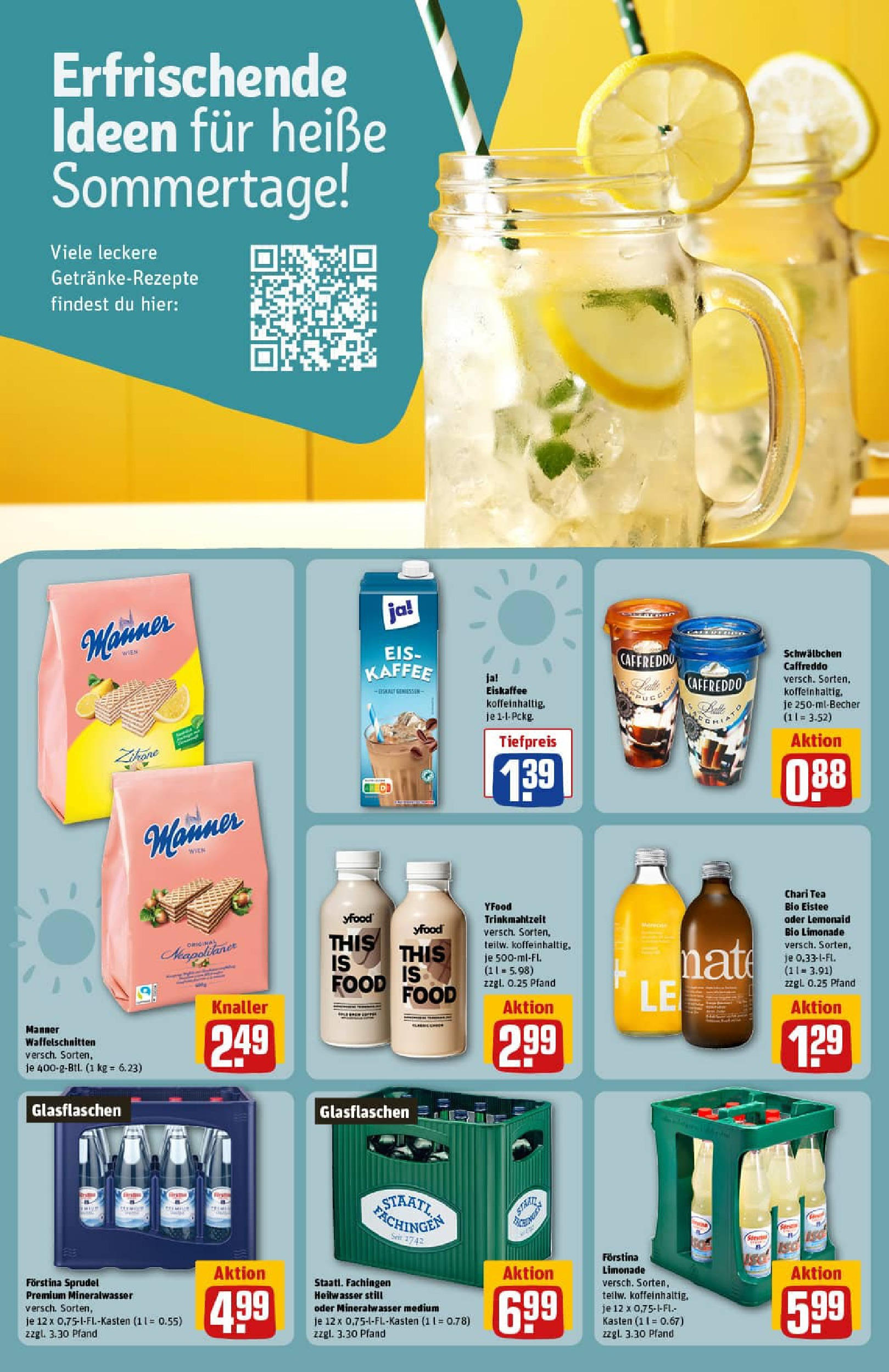 REWE Prospekt ab 13.07.2025 zum Blättern » Angebote | Seite: 20 | Produkte: Kaffee, Staatl fachingen, Mineralwasser, Eis