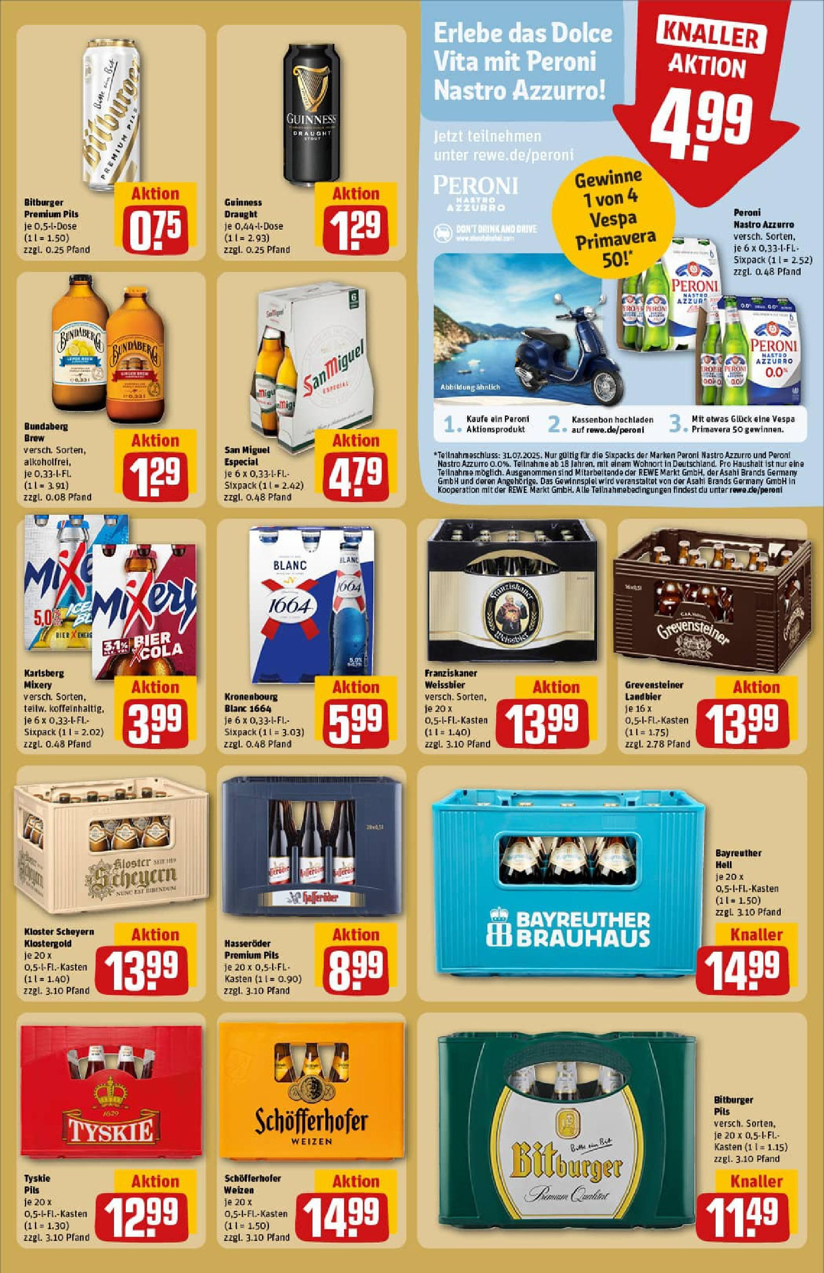 REWE Prospekt ab 13.07.2025 zum Blättern » Angebote | Seite: 23 | Produkte: Bitburger, Franziskaner, Tyskie, Weißbier