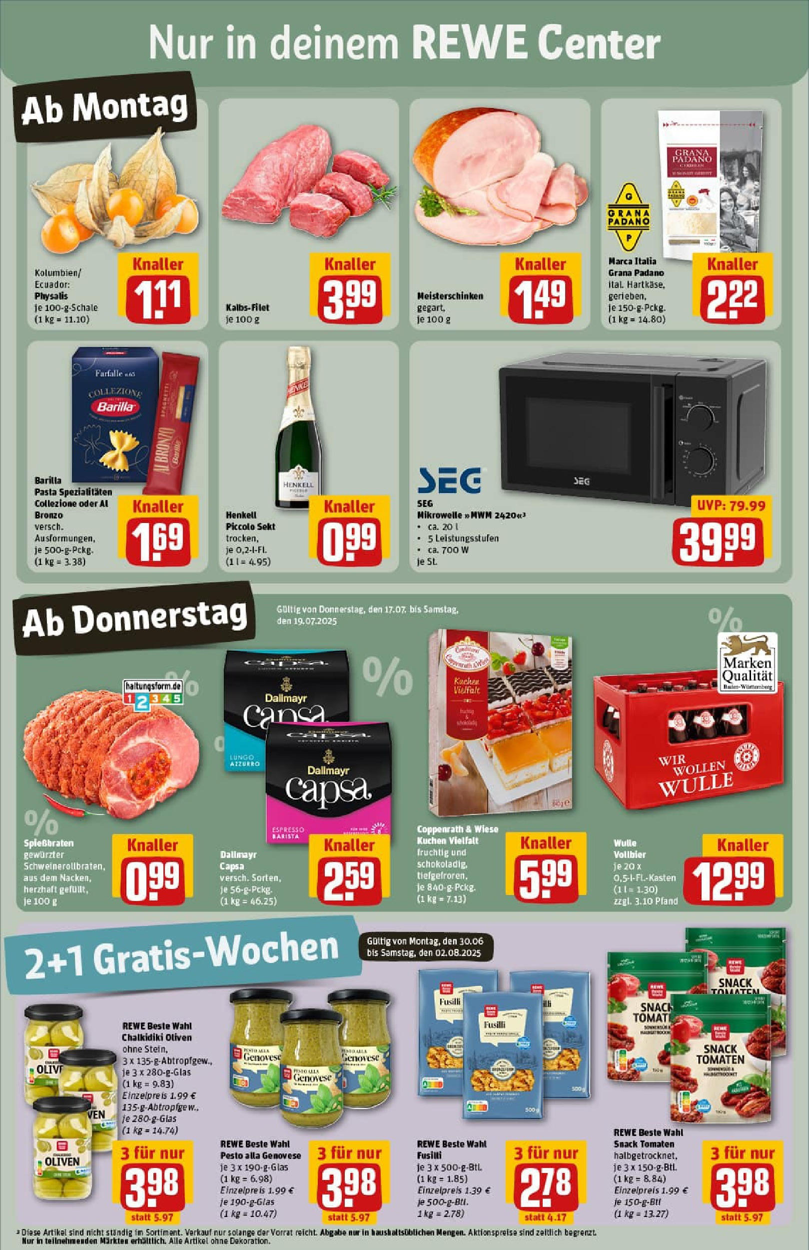 REWE Prospekt ab 13.07.2025 zum Blättern » Angebote | Seite: 3 | Produkte: Mikrowelle, Barilla, Dallmayr, Pasta