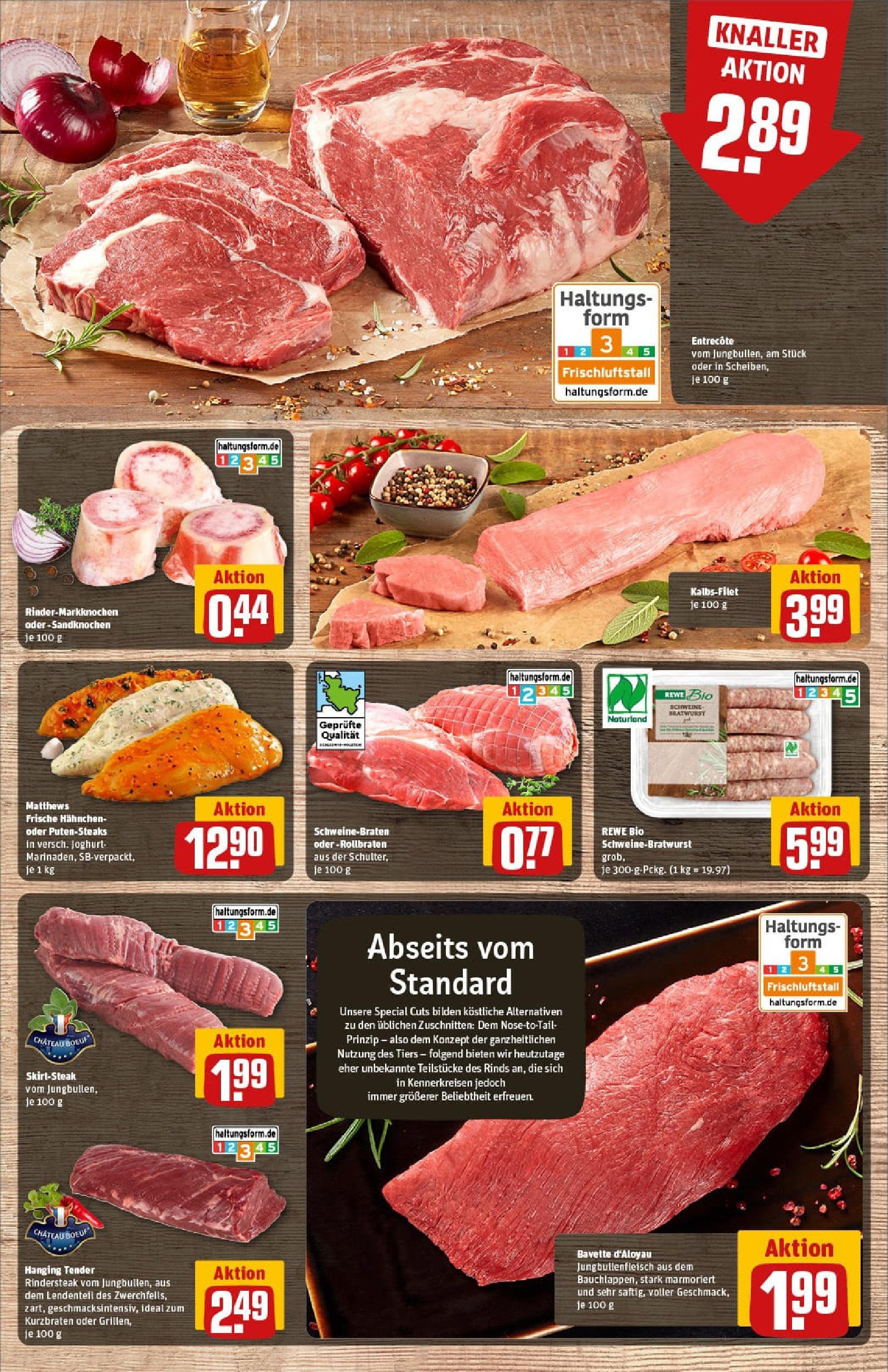 REWE Prospekt ab 13.07.2025 zum Blättern » Angebote | Seite: 9 | Produkte: Hahnchen, Bratwurst, Entrecote, Steak
