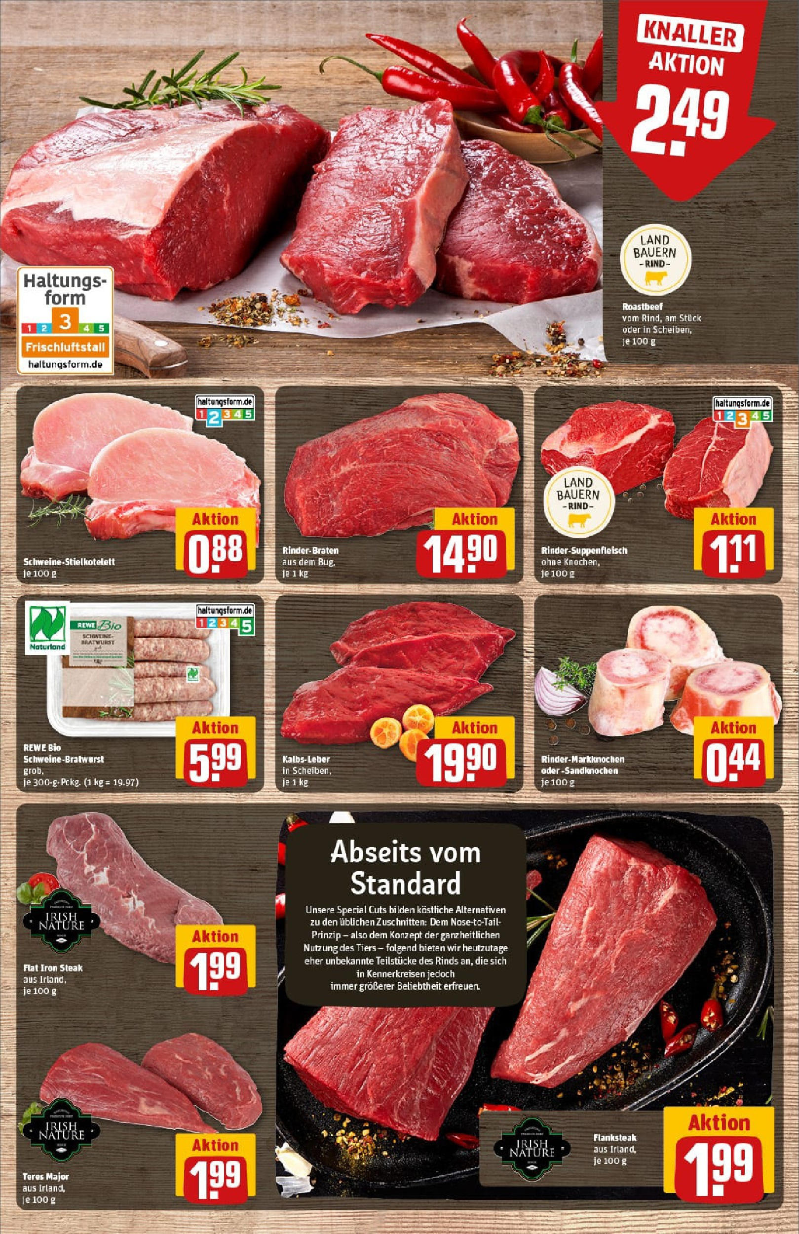 REWE Prospekt ab 13.07.2025 zum Blättern » Angebote | Seite: 9 | Produkte: Rinderbraten, Bratwurst, Roastbeef, Steak