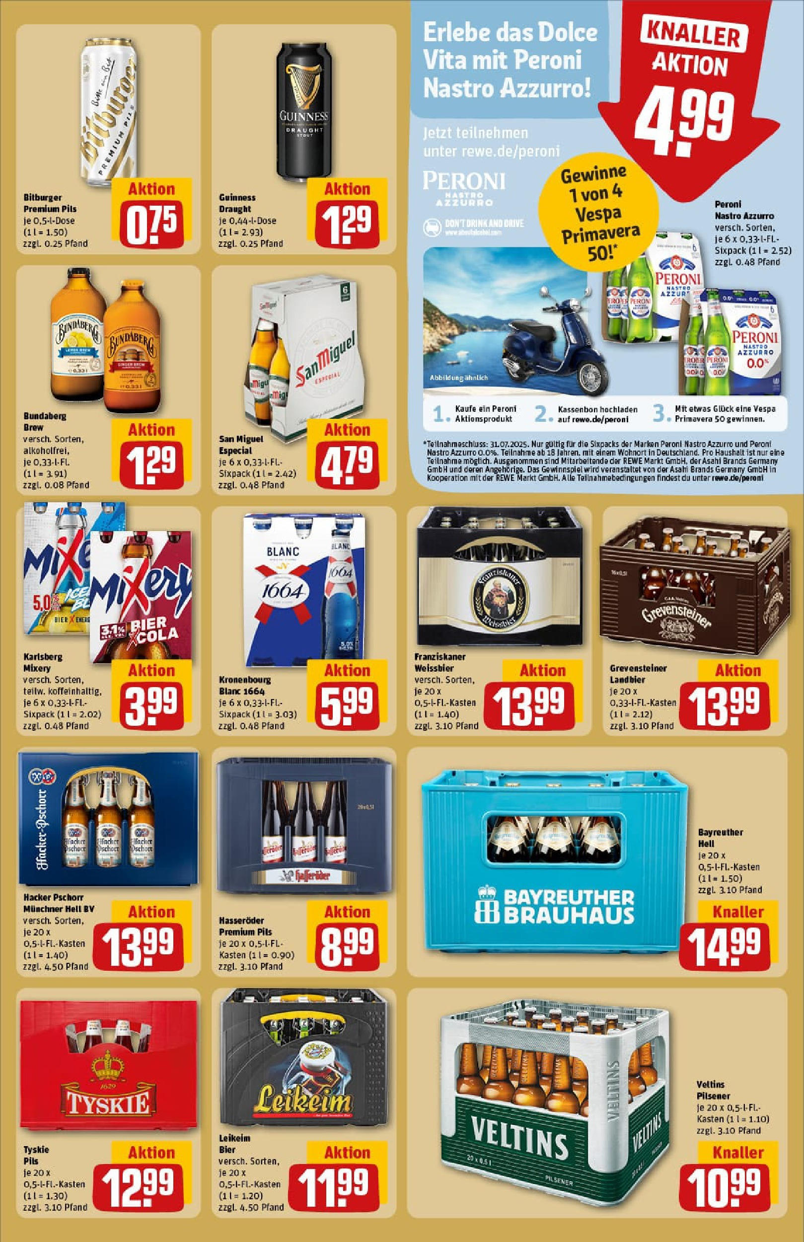 REWE Prospekt ab 13.07.2025 zum Blättern » Angebote | Seite: 19 | Produkte: Bayreuther hell, Franziskaner, Weißbier, Veltins