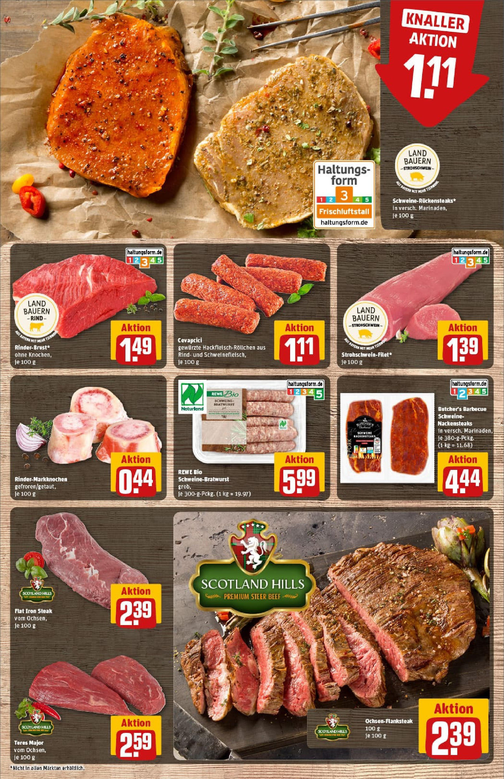 REWE Prospekt ab 13.07.2025 zum Blättern » Angebote | Seite: 9 | Produkte: Nackensteaks, Bratwurst, Cevapcici, Steak