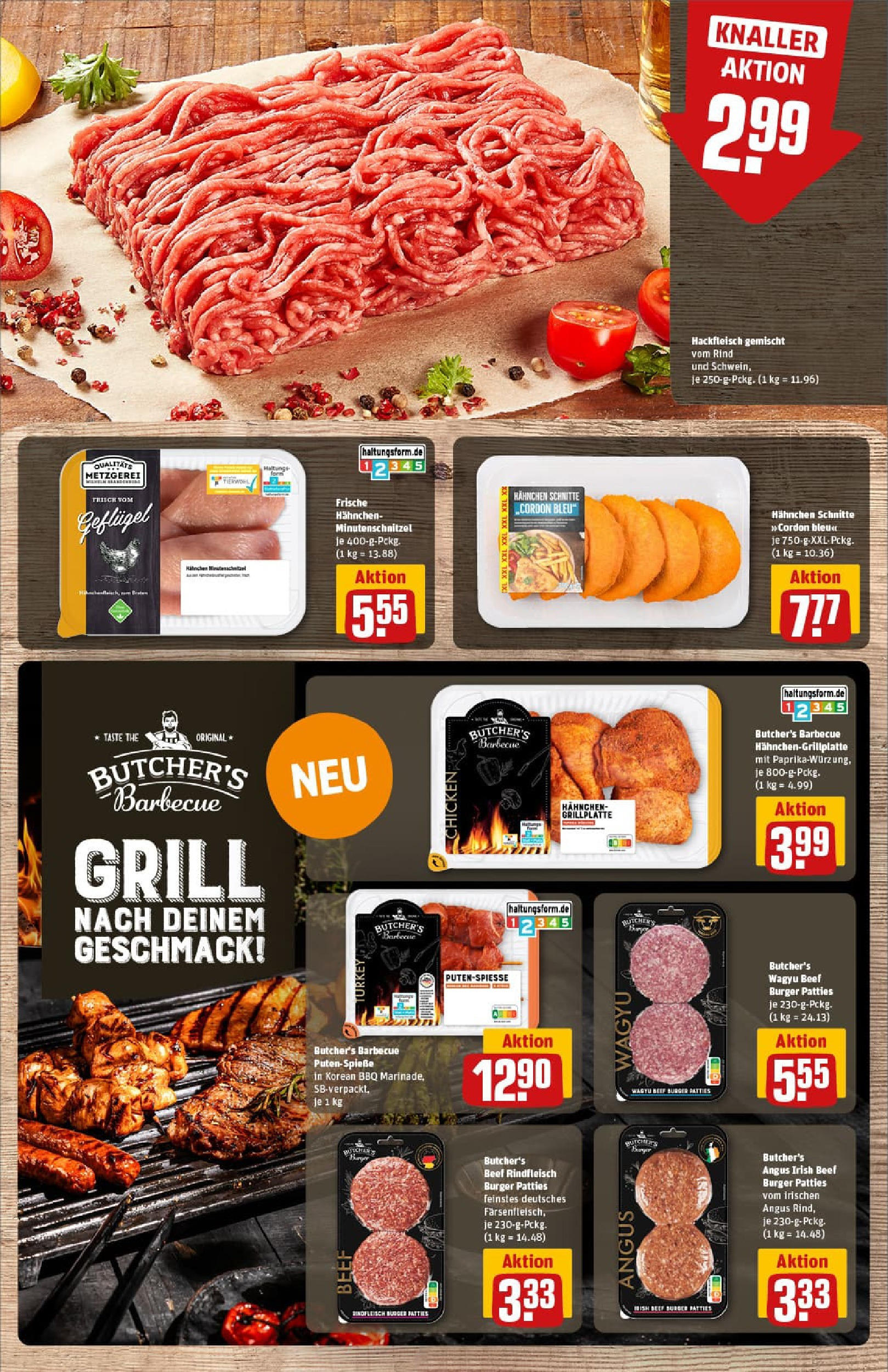 REWE Prospekt ab 13.07.2025 zum Blättern » Angebote | Seite: 8 | Produkte: Hahnchen, Burger, Rindfleisch, Hackfleisch