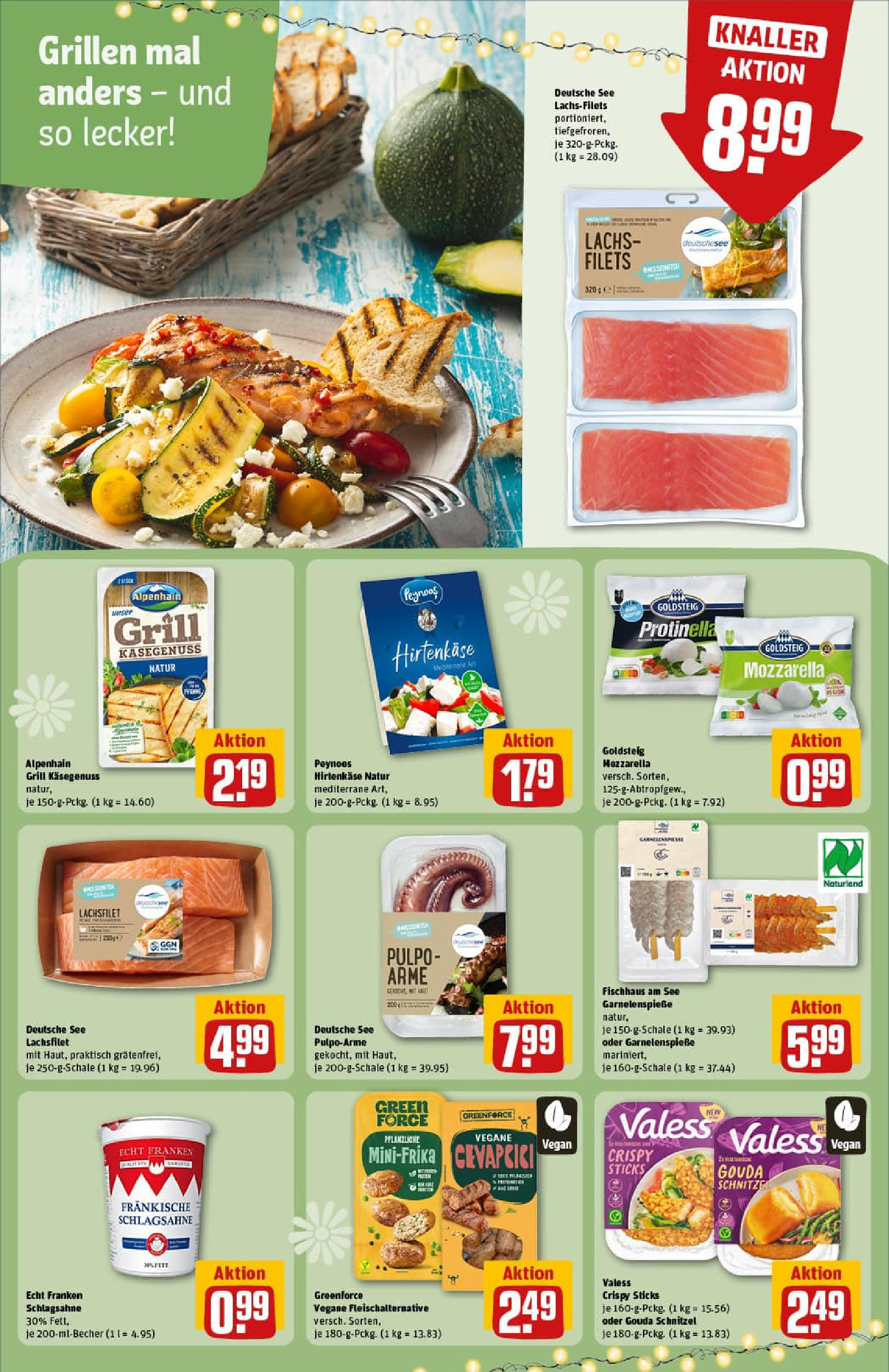 REWE Prospekt ab 13.07.2025 zum Blättern » Angebote | Seite: 22 | Produkte: Schlagsahne, Mozzarella, Schnitzel, Lachs