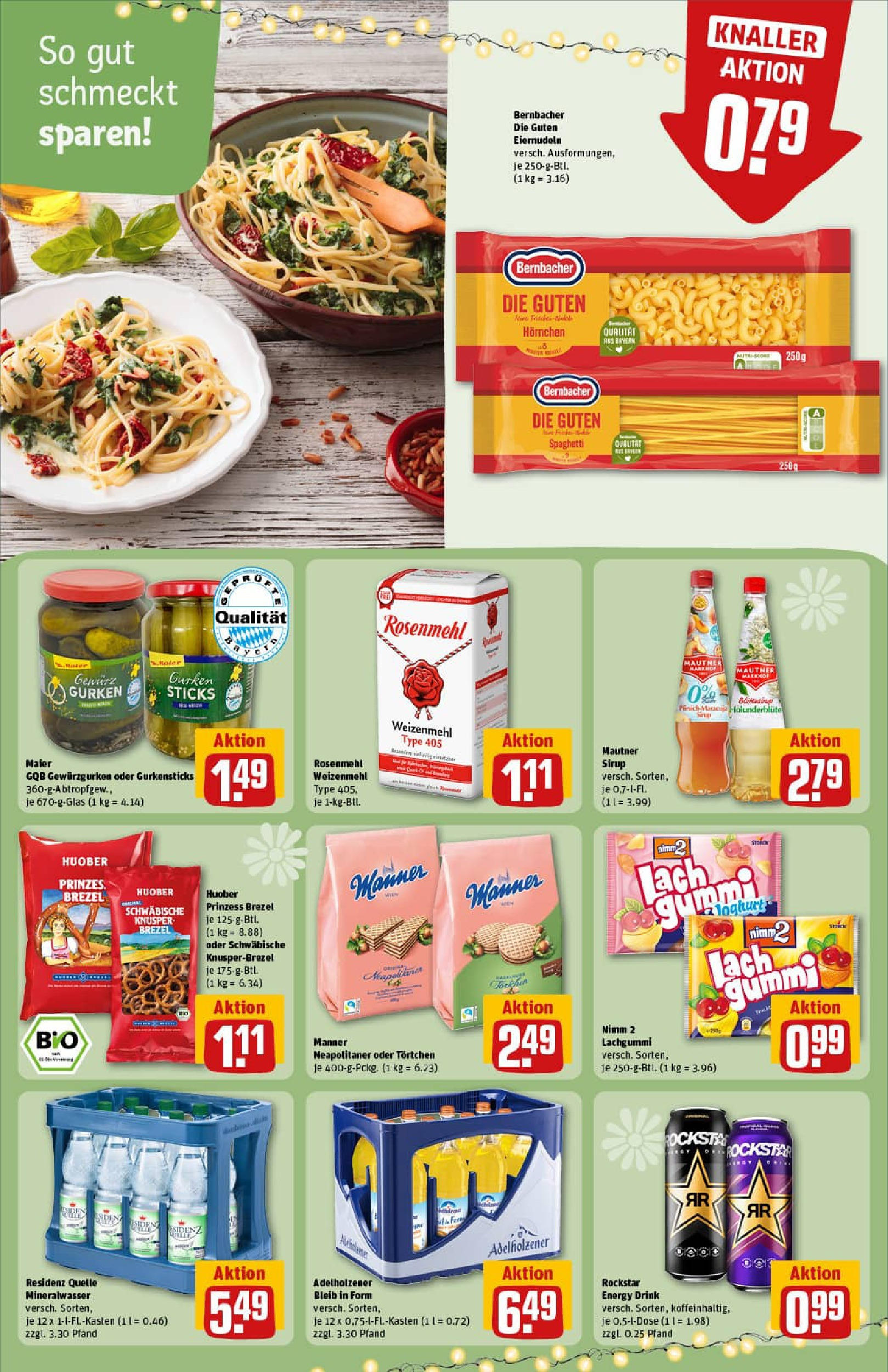 REWE Prospekt ab 13.07.2025 zum Blättern » Angebote | Seite: 24 | Produkte: Rockstar energy, Adelholzener, Pasta, Gurken