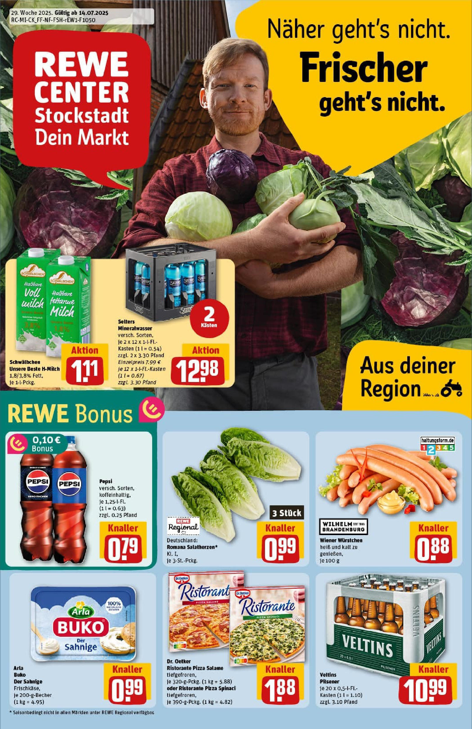 REWE Prospekt ab 14.07.2025 nächste Woche - Prospekt Stockstadt Vorschau von dem Prospekt des Geschäftes Rewe, gültig ab dem 14.07.2025