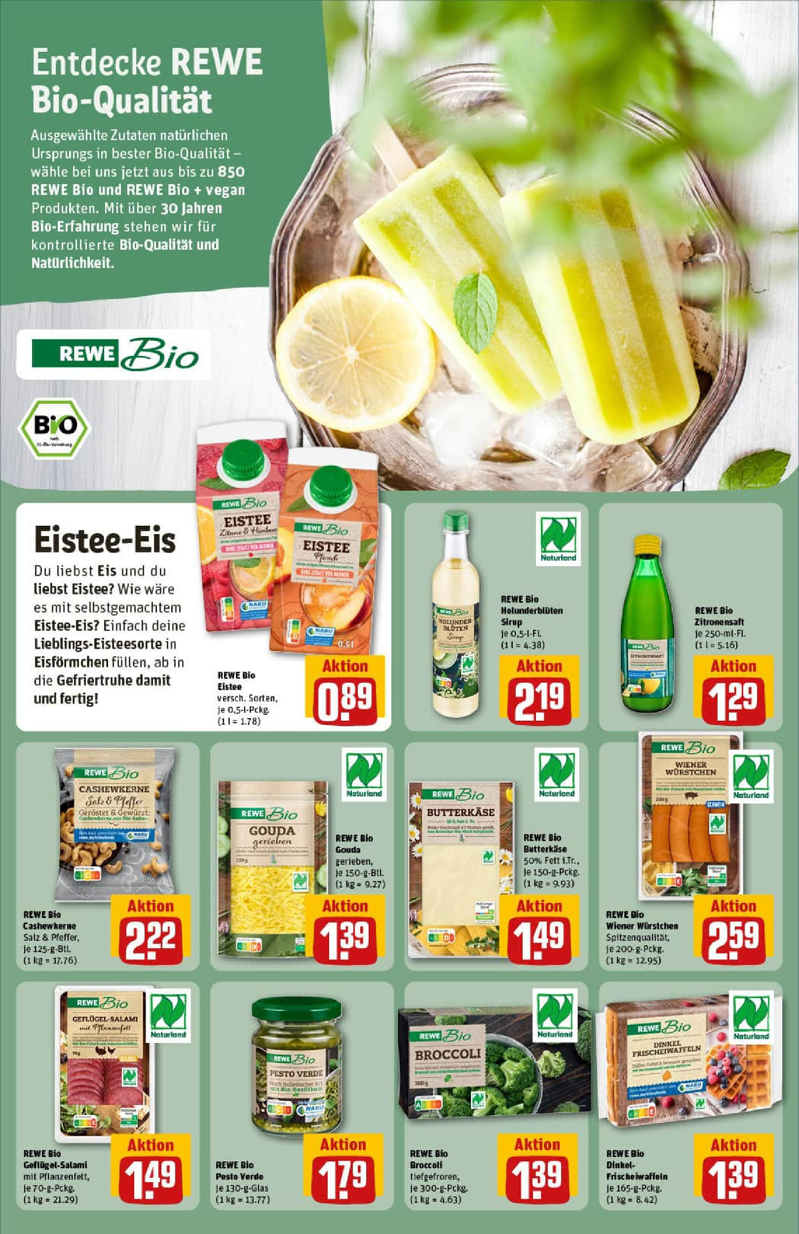 REWE Prospekt ab 13.07.2025 zum Blättern » Angebote | Seite: 14 | Produkte: Gouda, Salami, Gefriertruhe, Eis