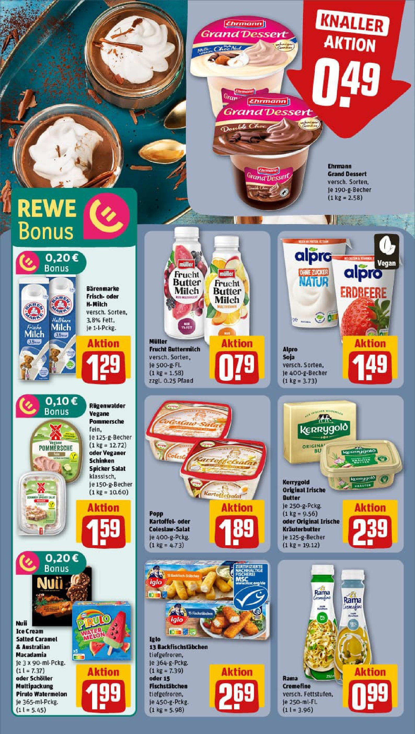 REWE Prospekt ab 14.07.2025 zum Blättern » Angebote | Seite: 8 | Produkte: Buttermilch, Milch, Kräuterbutter, Schinken