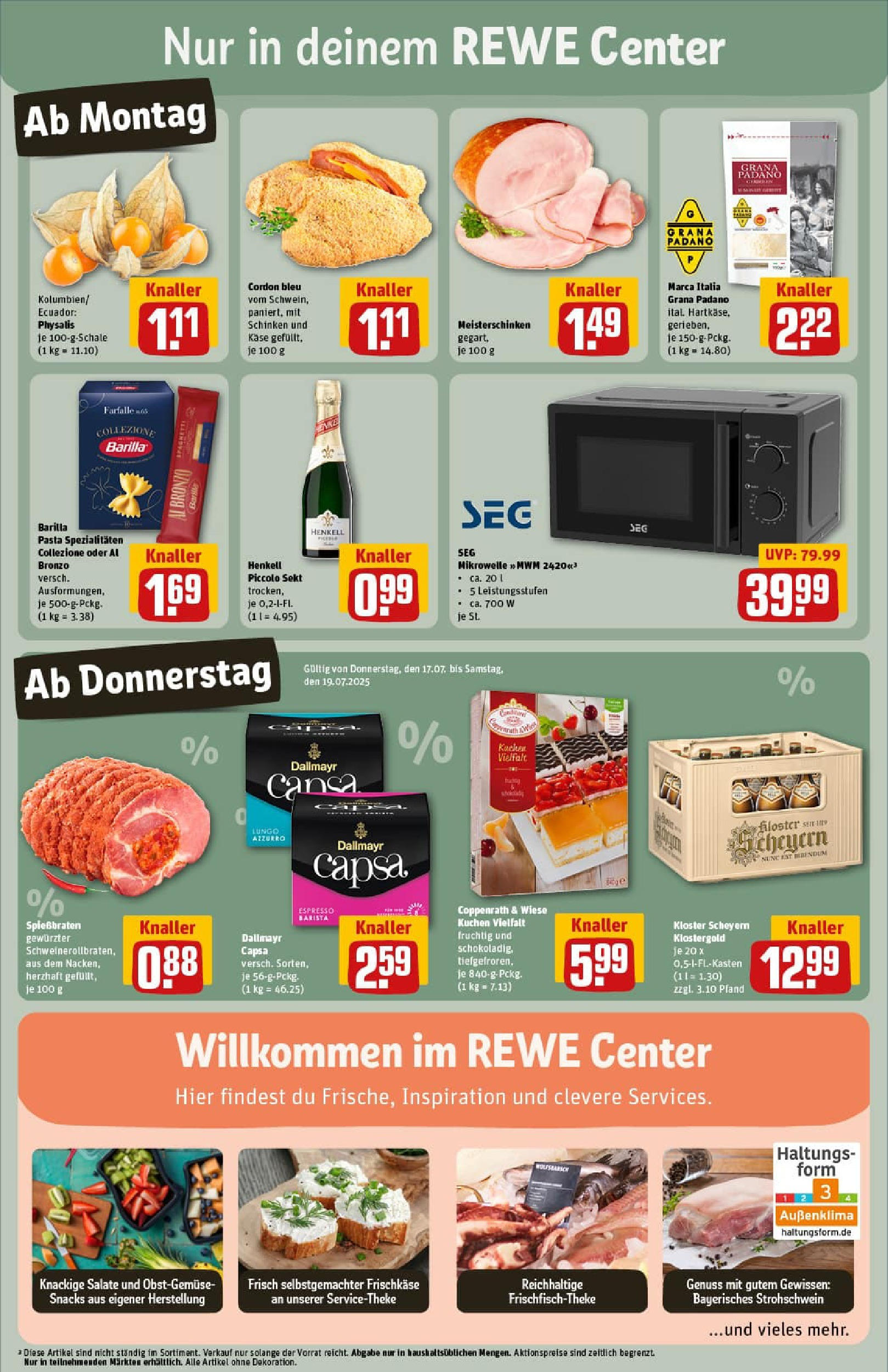 REWE Prospekt ab 13.07.2025 zum Blättern » Angebote | Seite: 3 | Produkte: Käse, Sekt, Pasta, Kuchen