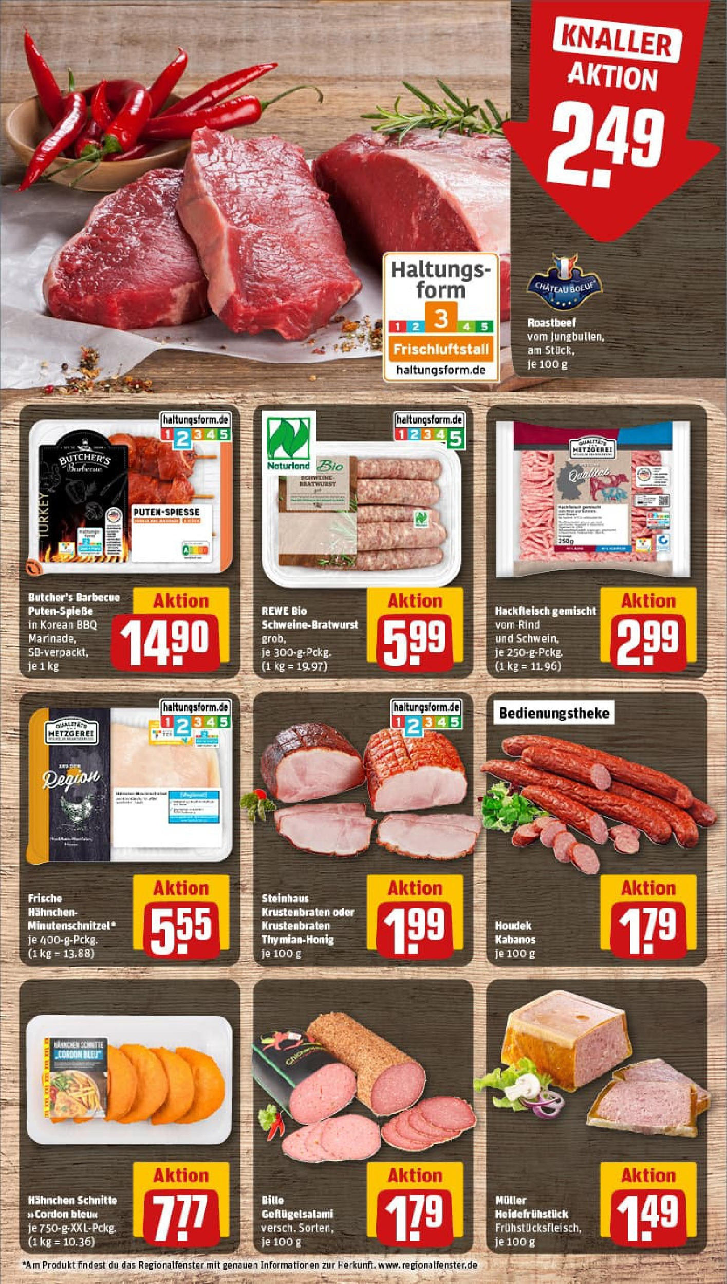 REWE Prospekt ab 14.07.2025 zum Blättern » Angebote | Seite: 6 | Produkte: Hahnchen, Bratwurst, Krustenbraten, Hackfleisch