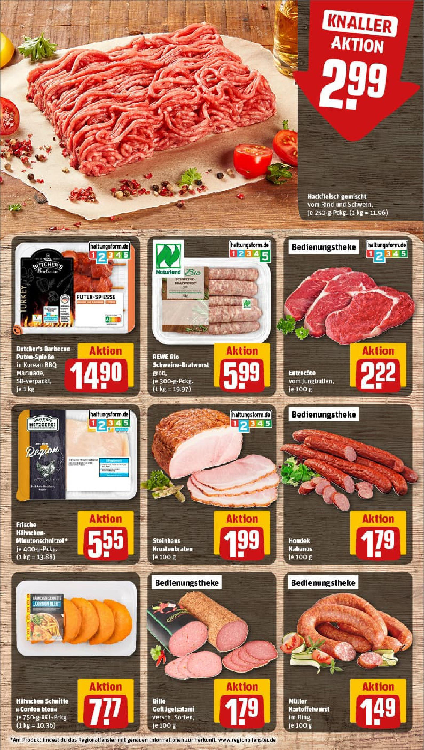 REWE Prospekt ab 13.07.2025 zum Blättern » Angebote | Seite: 6 | Produkte: Hahnchen, Bratwurst, Salami, Steak