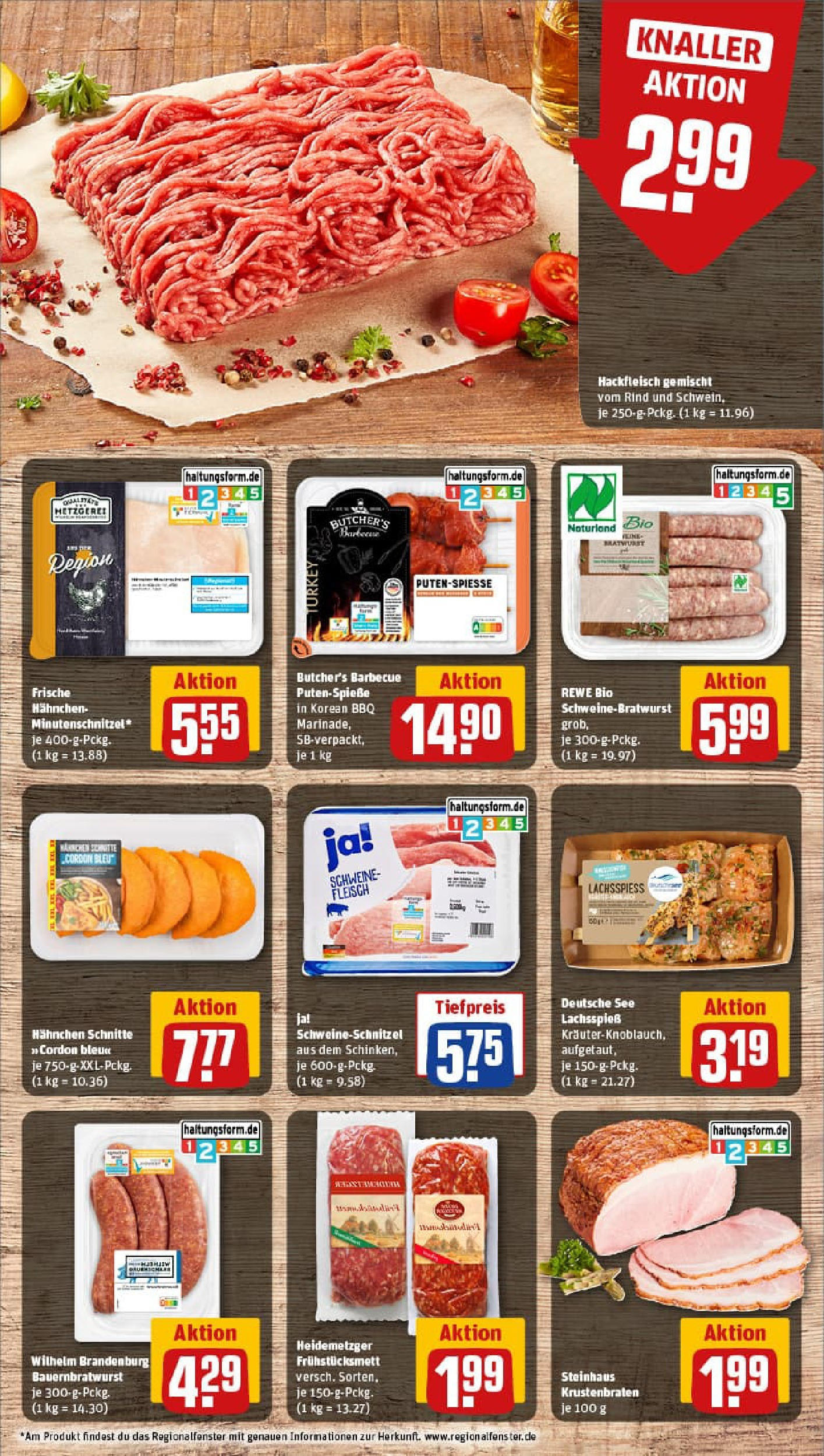 REWE Prospekt ab 13.07.2025 zum Blättern » Angebote | Seite: 6 | Produkte: Hahnchen, Bratwurst, Krustenbraten, Fleisch
