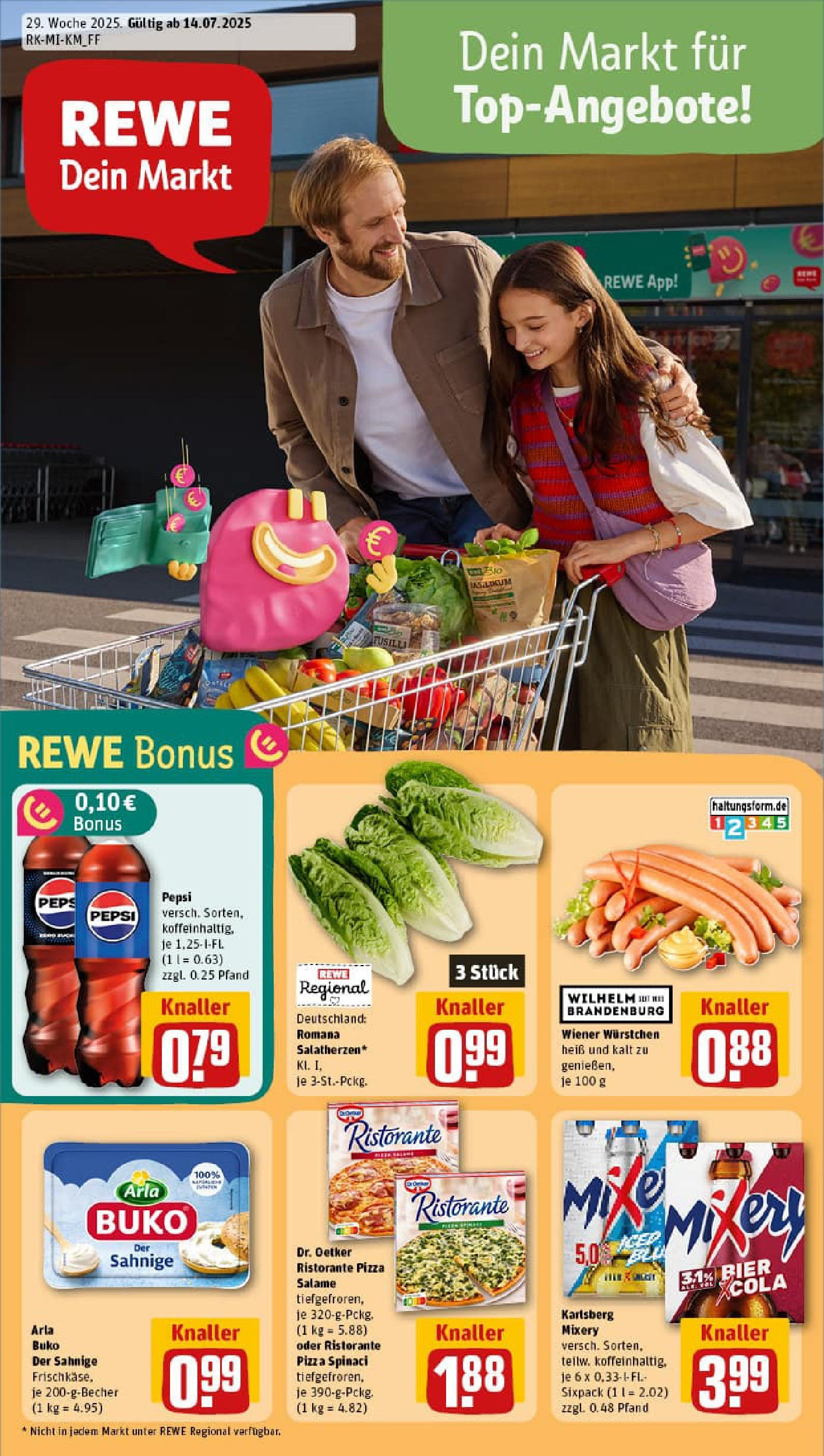 REWE Prospekt ab 13.07.2025 zum Blättern » Angebote | Seite: 1 | Produkte: Ristorante, Bier, Pepsi, Pizza